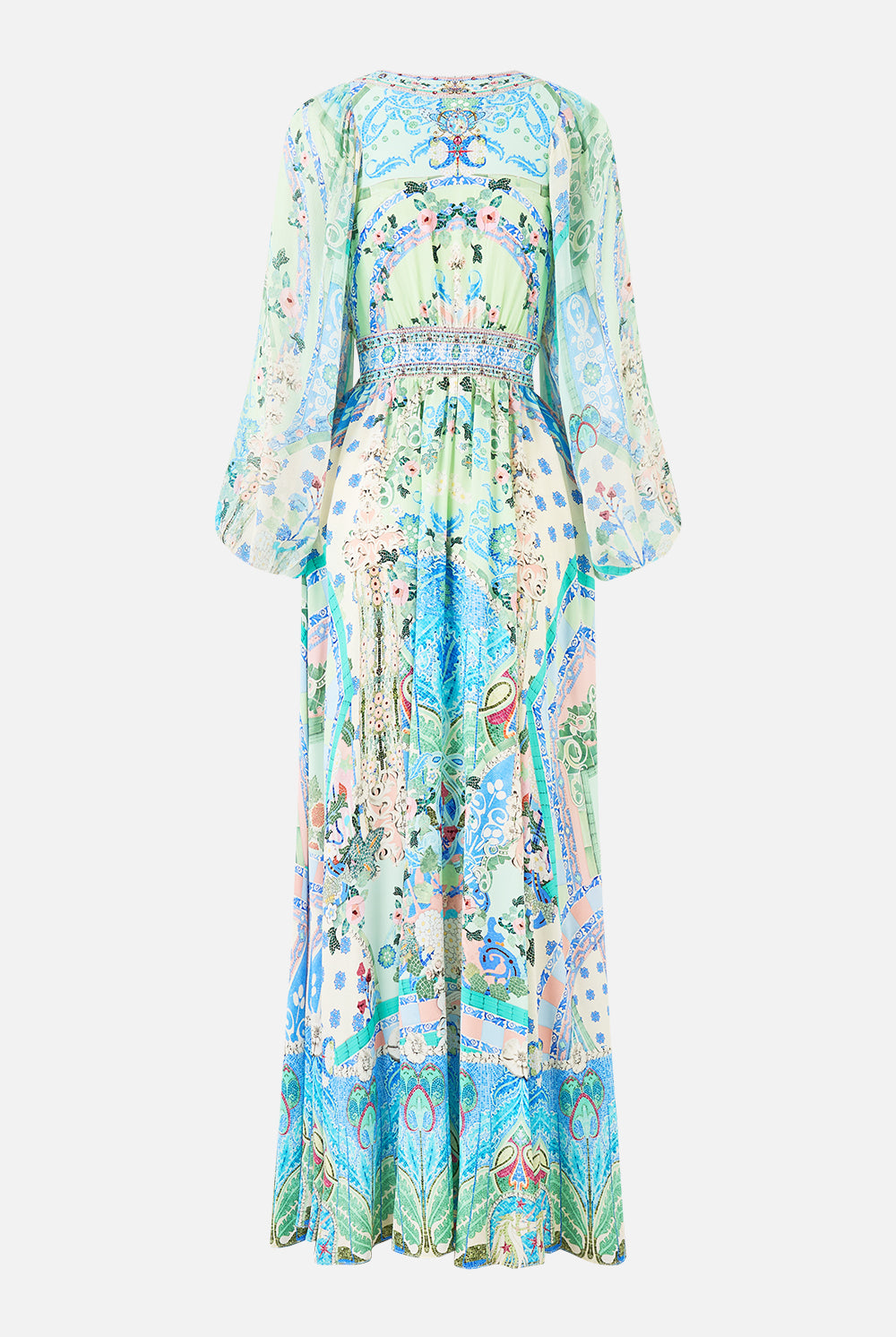 CAMILLA Lace Up Front Long Dress - Midsummer Mosaics - Magpie Style