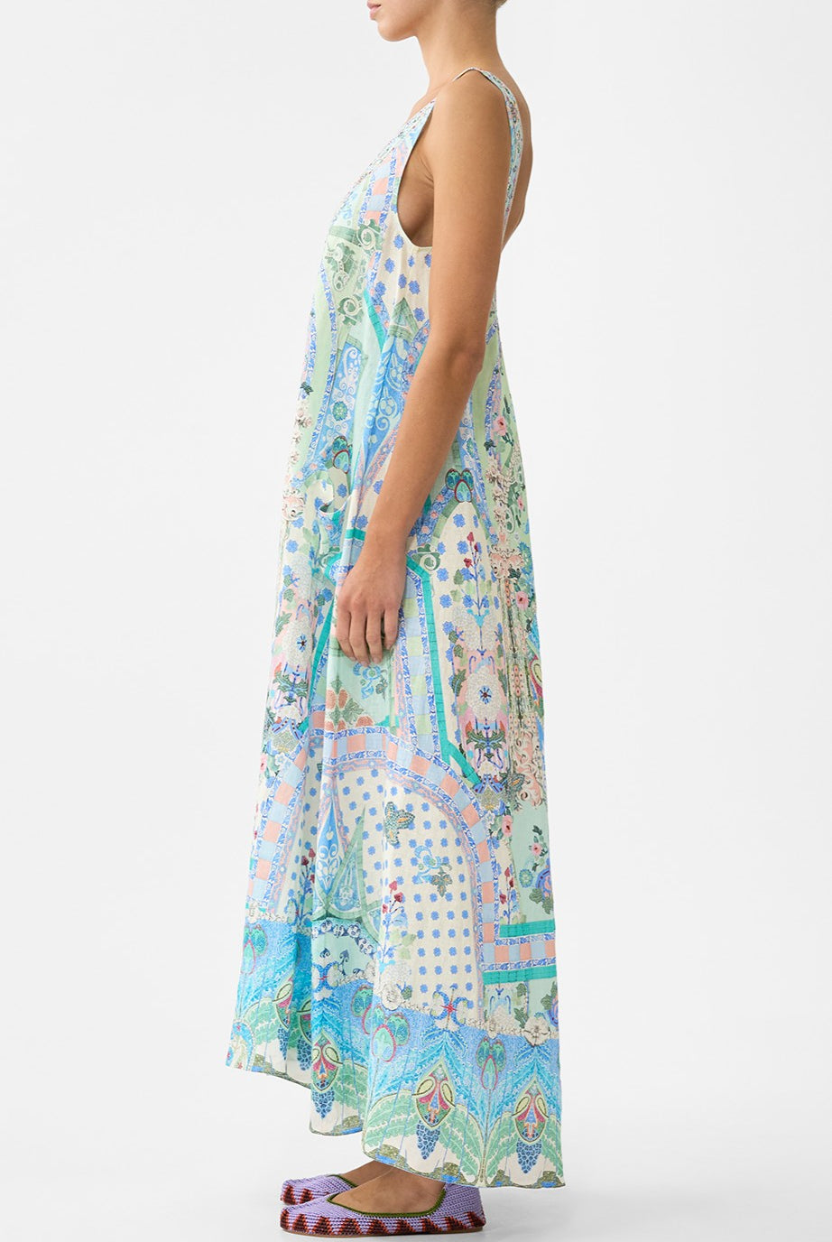 CAMILLA V Neck Pocket Dress with Low Back - Midsummer Mosaics - Magpie Style