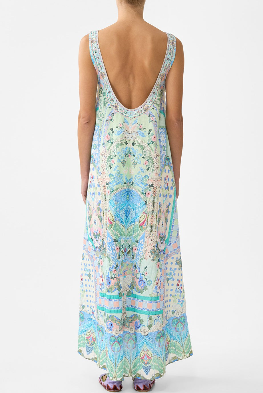 CAMILLA V Neck Pocket Dress with Low Back - Midsummer Mosaics - Magpie Style