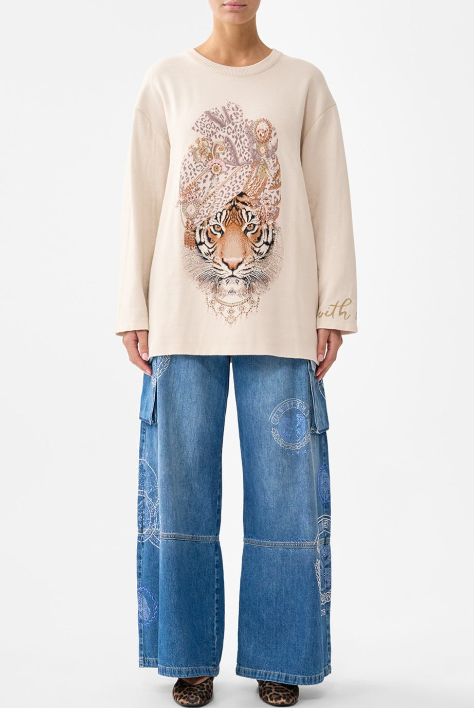 CAMILLA Boxy Crew Neck Jumper - Aranjuez Animalia - Magpie Style