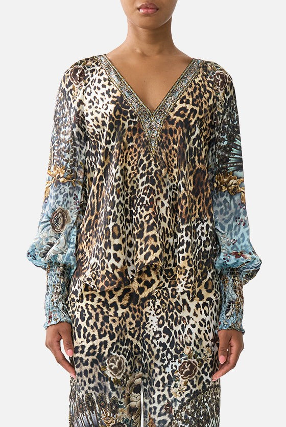 CAMILLA Shirred Cuff Blouse - Fiesta, Siesta, Repeat - Magpie Style