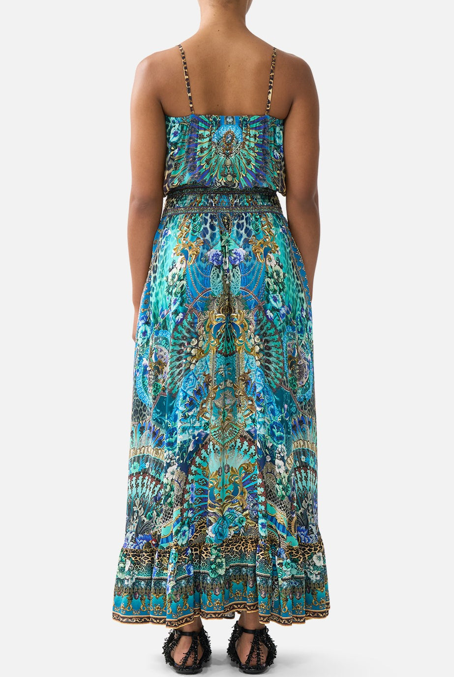 CAMILLA Shirred Waist Long Dress - Flamenco Euphoria - Magpie Style