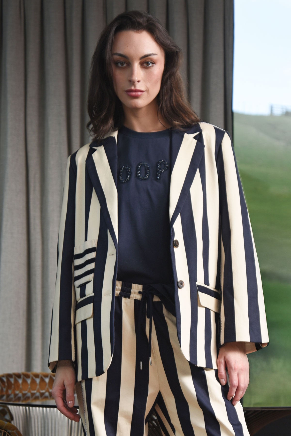 COOPER Cooper Club Jacket - Navy Stripe - Magpie Style