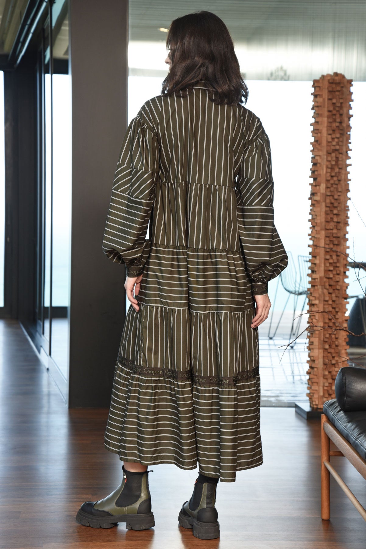 COOPER Stripe On By Dress - Olive Stripe - Magpie Style
