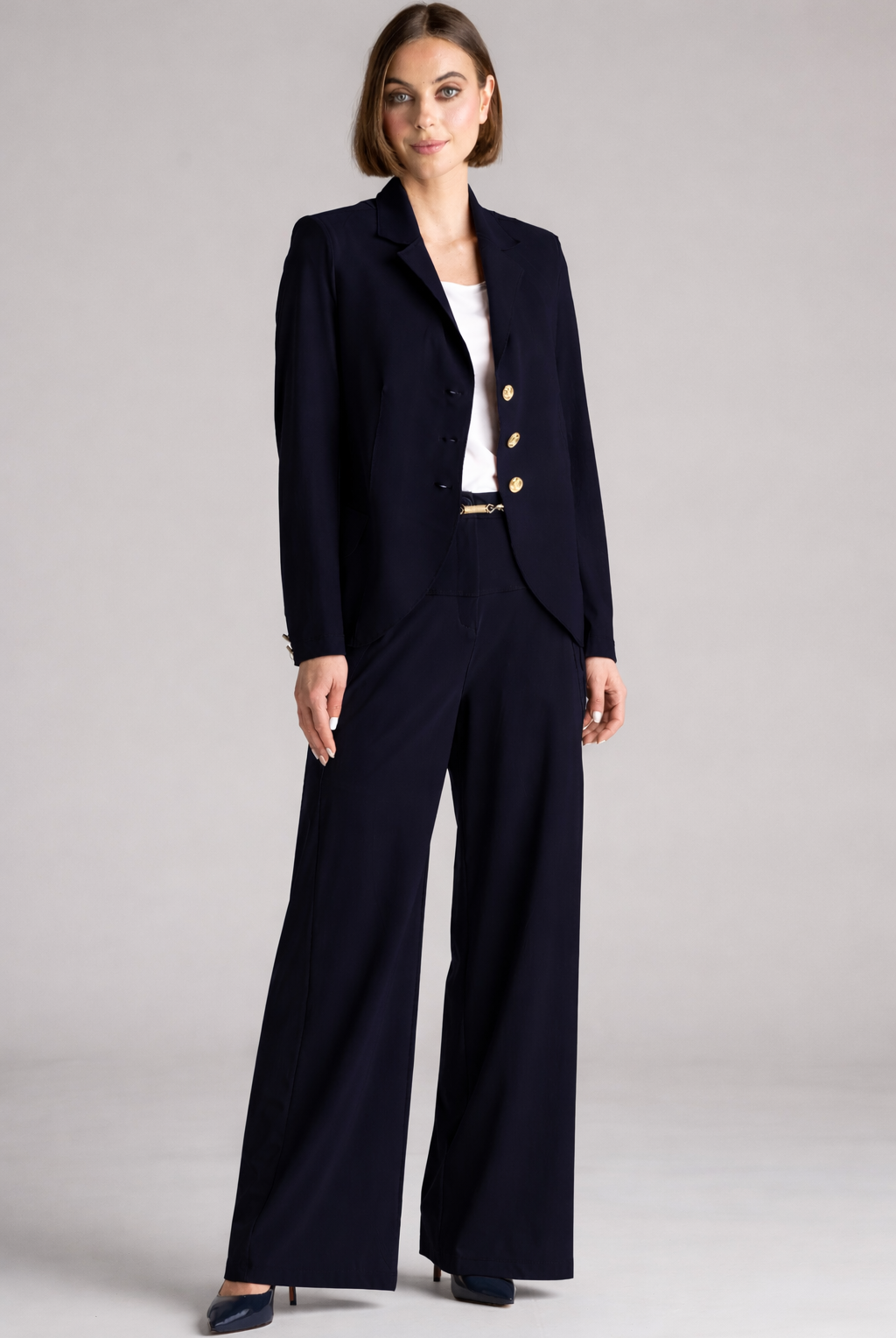 PAULA RYAN Wide Leg Pant - Navy - Paula Ryan
