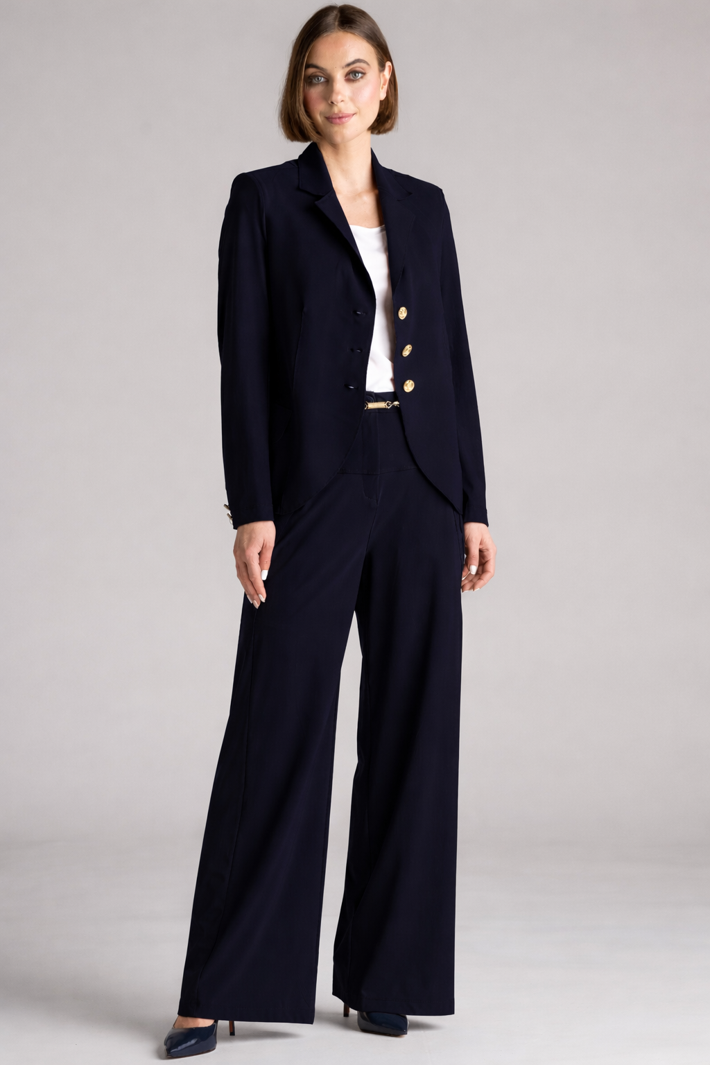 PAULA RYAN Wide Leg Pant - Navy - Paula Ryan