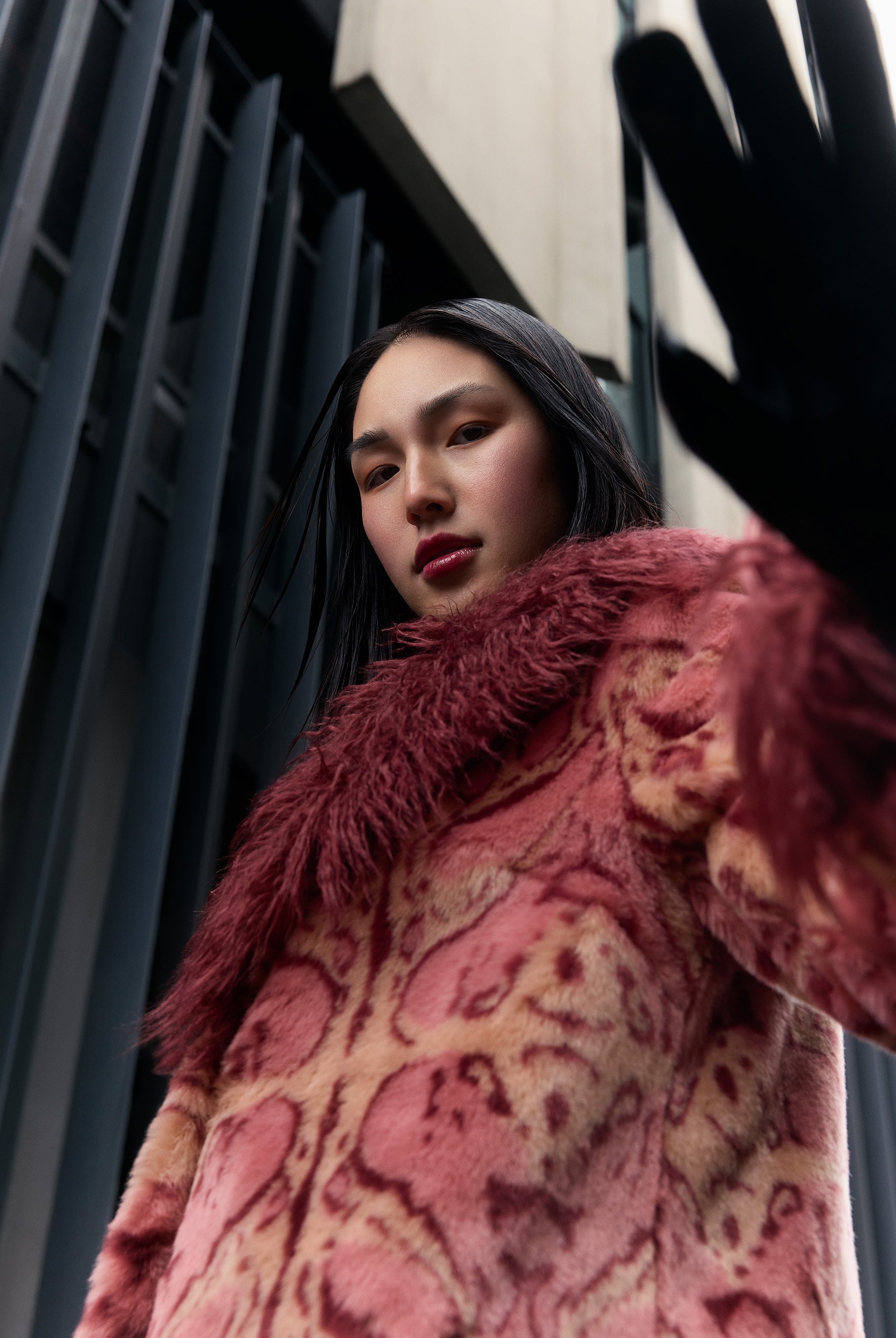 UNREAL FUR Cuvee Rose Coat - Rouge - Magpie Style