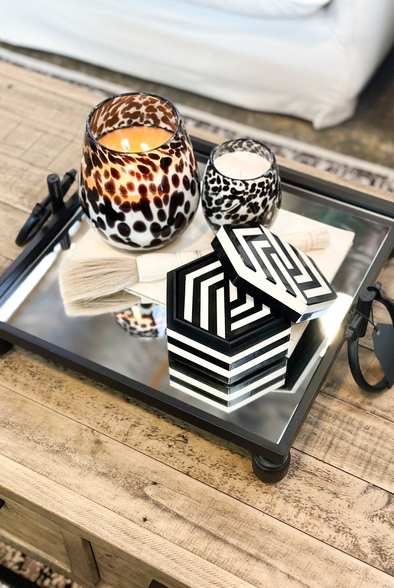 MAGPIE HOME Hexagon Inlay Box + Coasters - Black - Paula Ryan