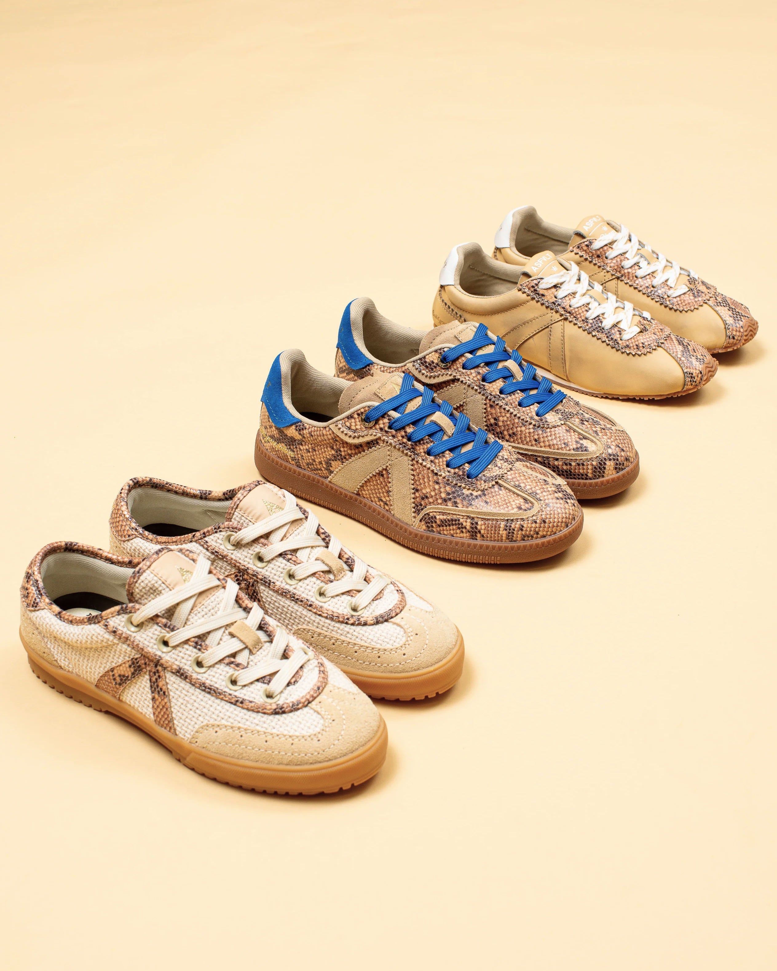 ASFVLT Elite Classic Sneaker - Beige Snake/Blue - Magpie Style