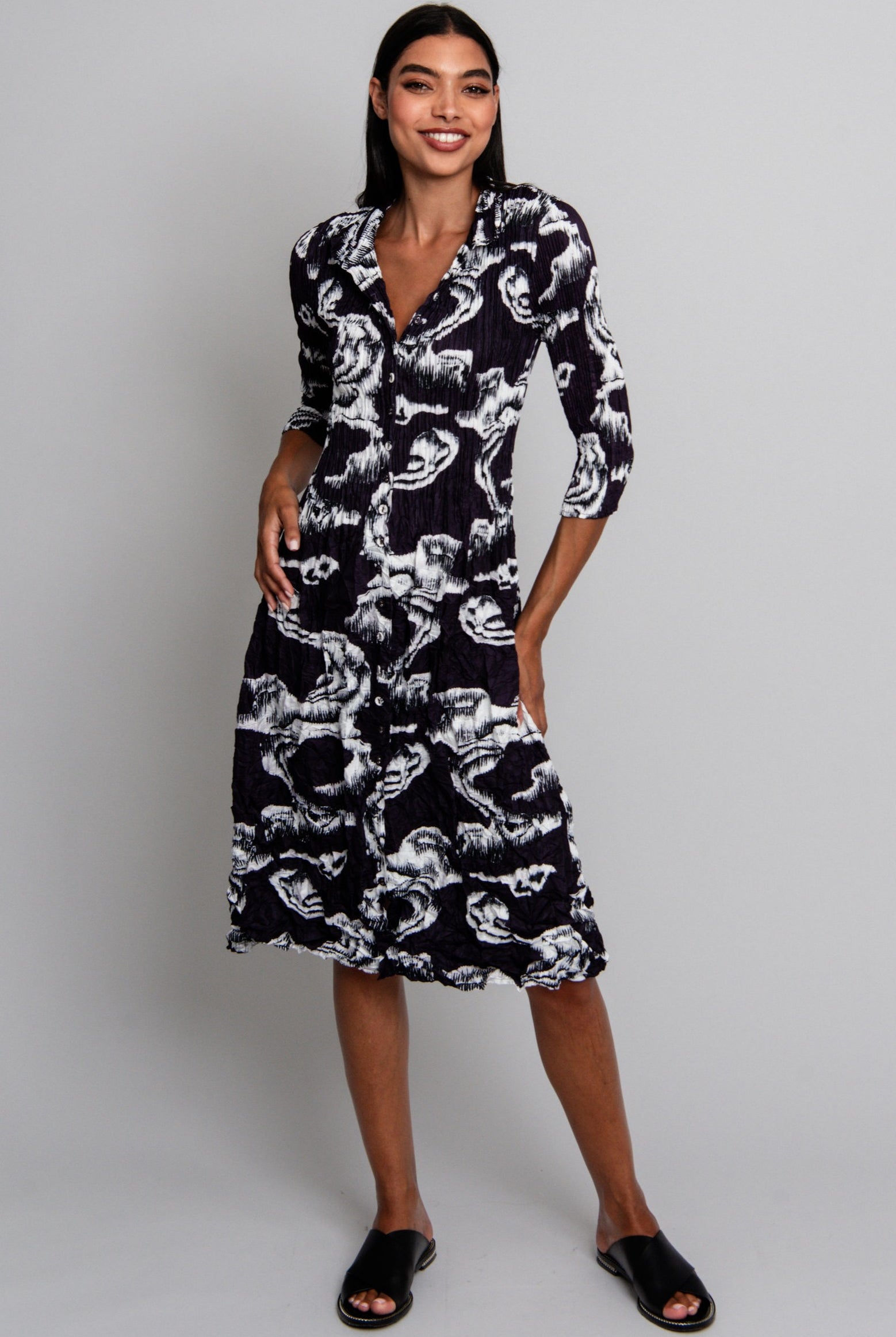 ALQUEMA Nehru Coat Dress - Storm - Magpie Style