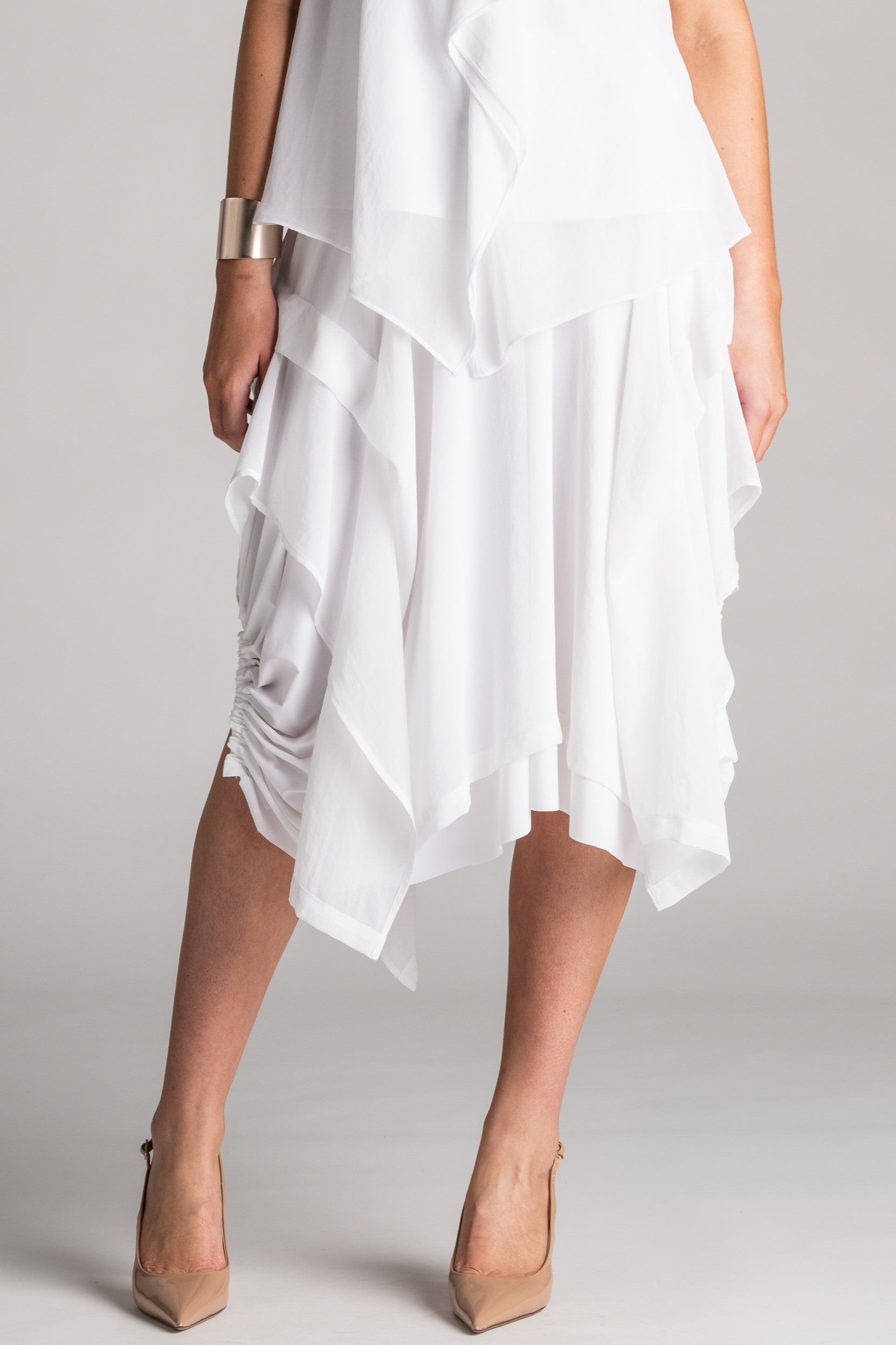 PAULA RYAN Chiffon Overlay Skirt - White - Paula Ryan