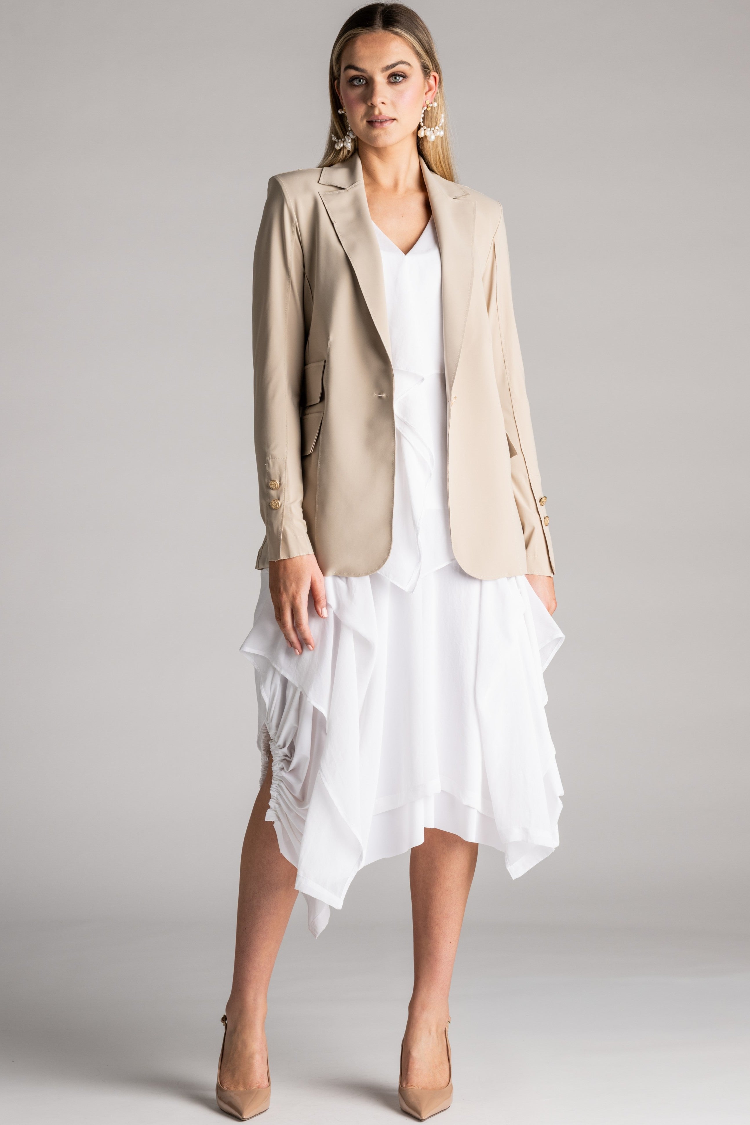 PAULA RYAN Chiffon Overlay Skirt - White - Paula Ryan