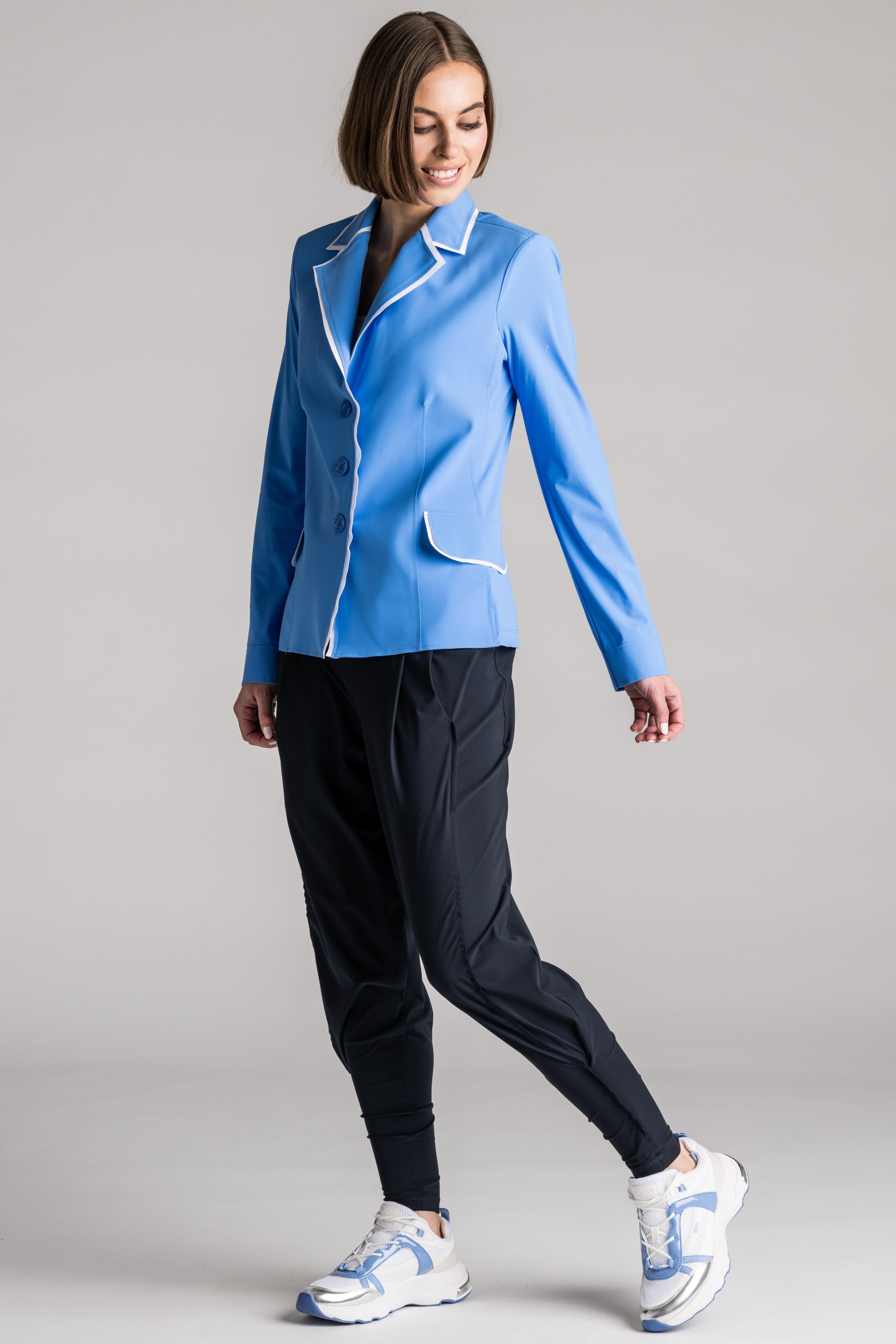 PAULA RYAN Contrast Trim Blazer - Cornflower/White - Paula Ryan