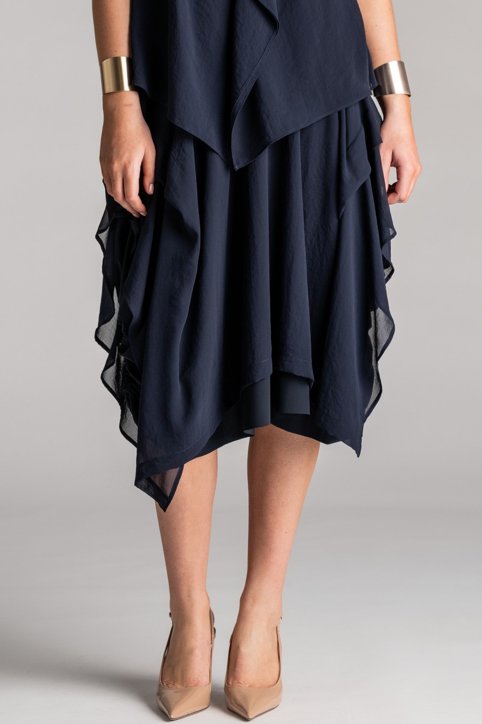 PAULA RYAN Chiffon Overlay Skirt - Navy - Paula Ryan