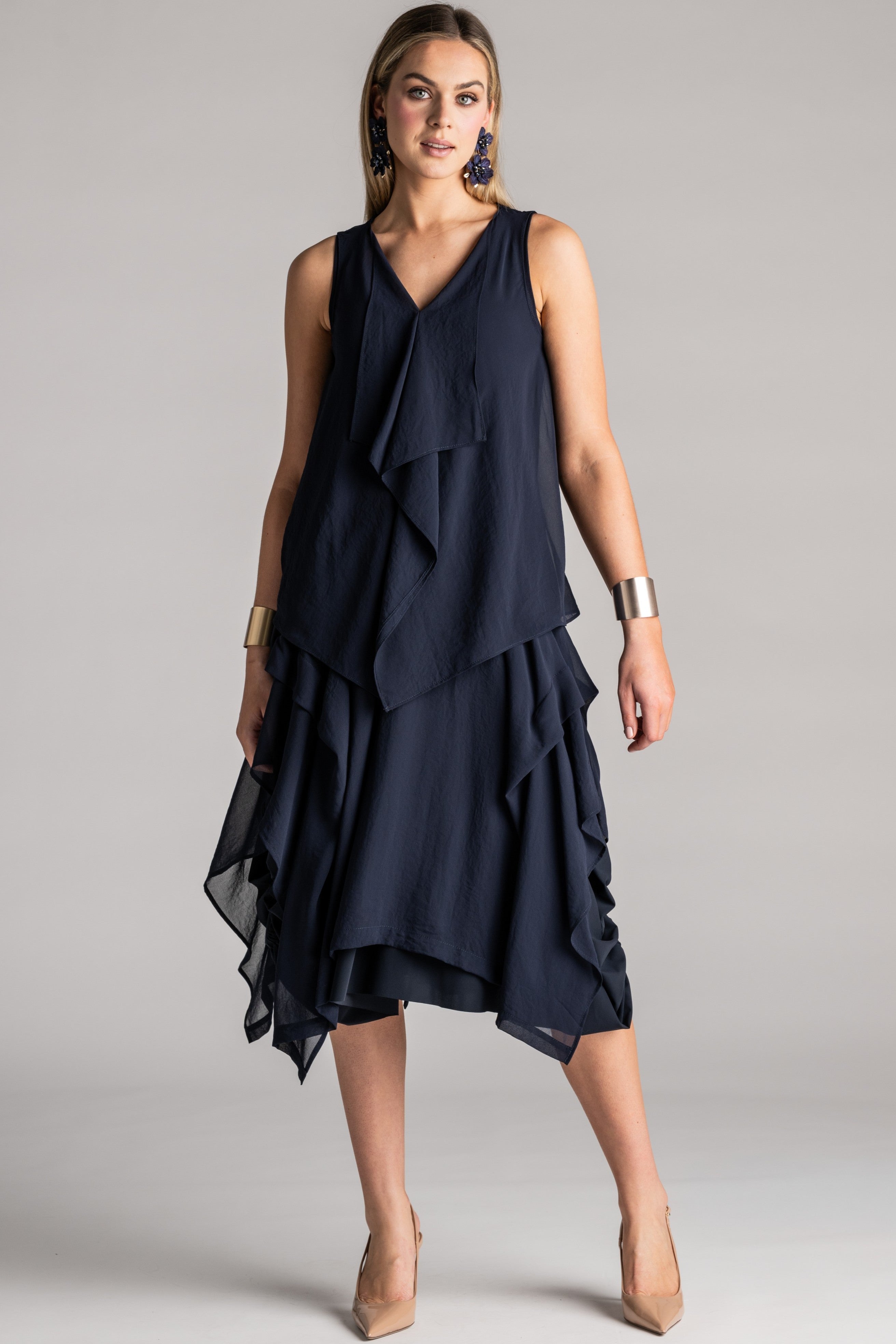 PAULA RYAN Chiffon Overlay Skirt - Navy - Paula Ryan