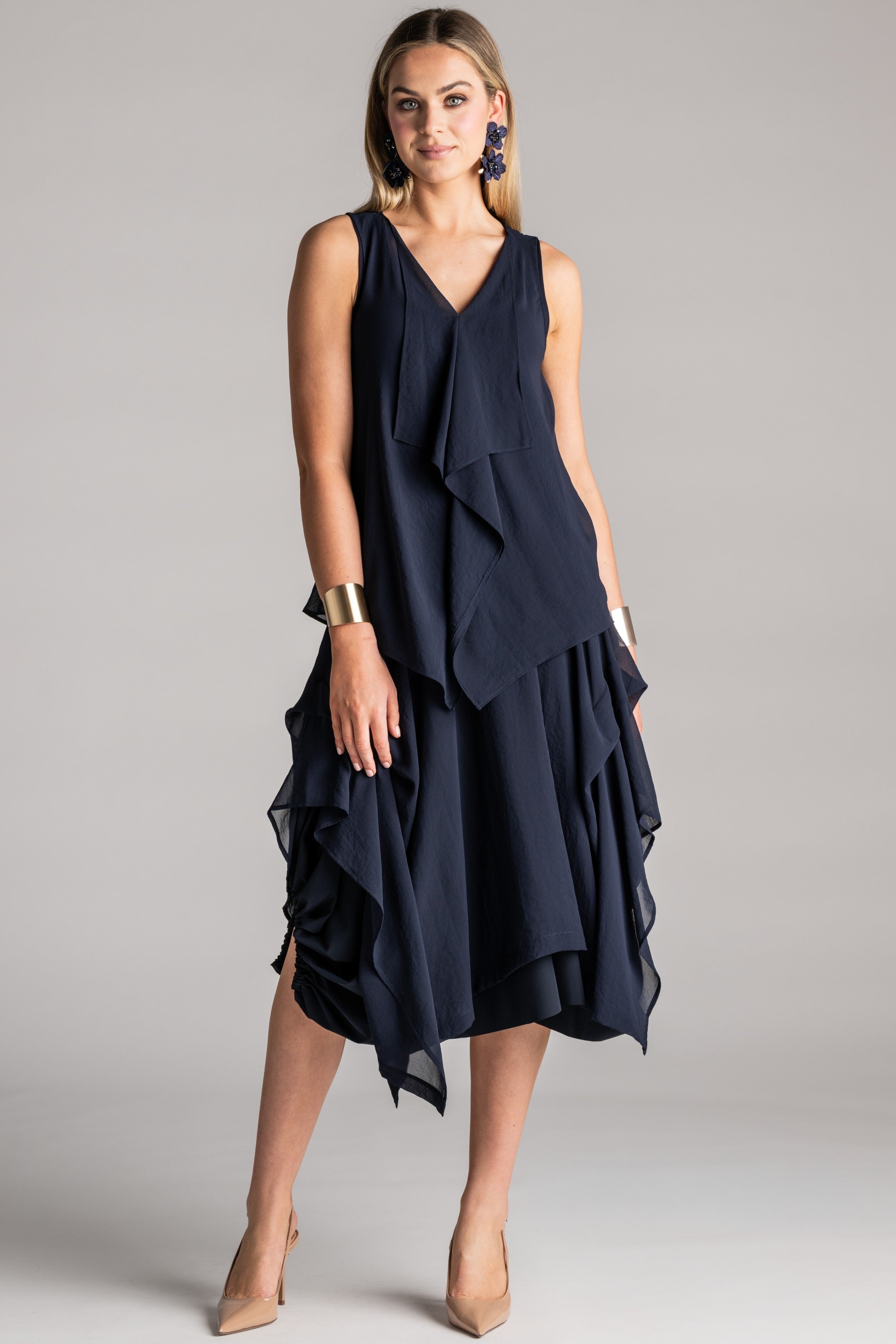 PAULA RYAN Chiffon Overlay Skirt - Navy - Paula Ryan