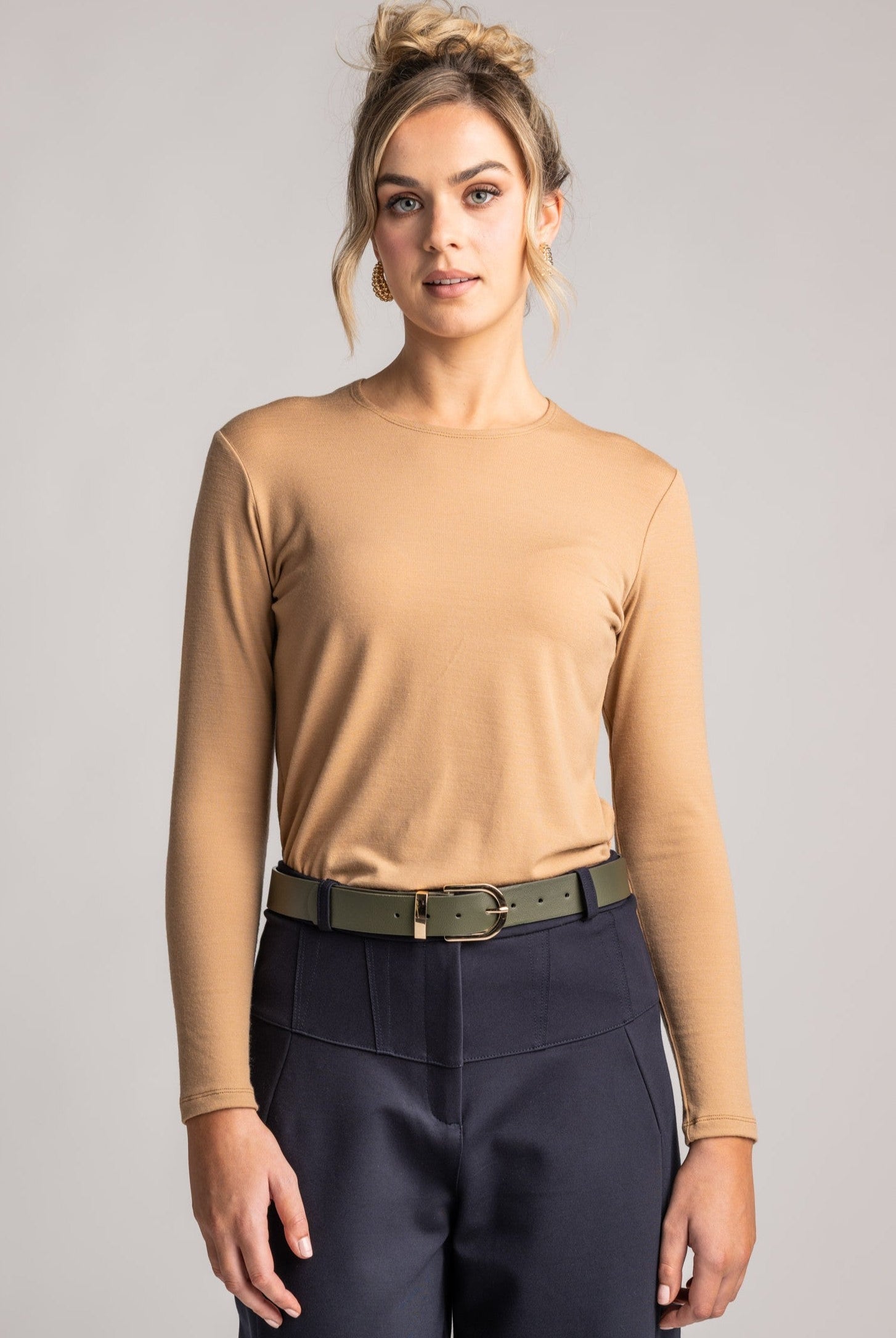 PAULA RYAN Easy Fit Crew Neck Top - Merino Camel - Paula Ryan