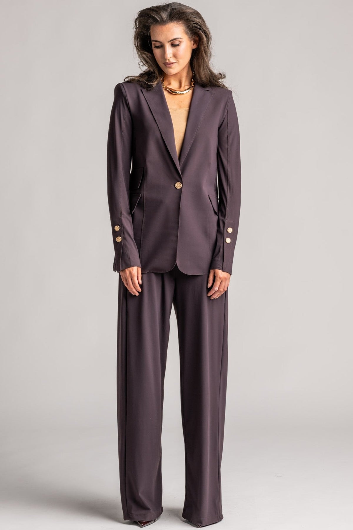 PAULA RYAN Wide Leg Pant - Cocoa Plum - Paula Ryan