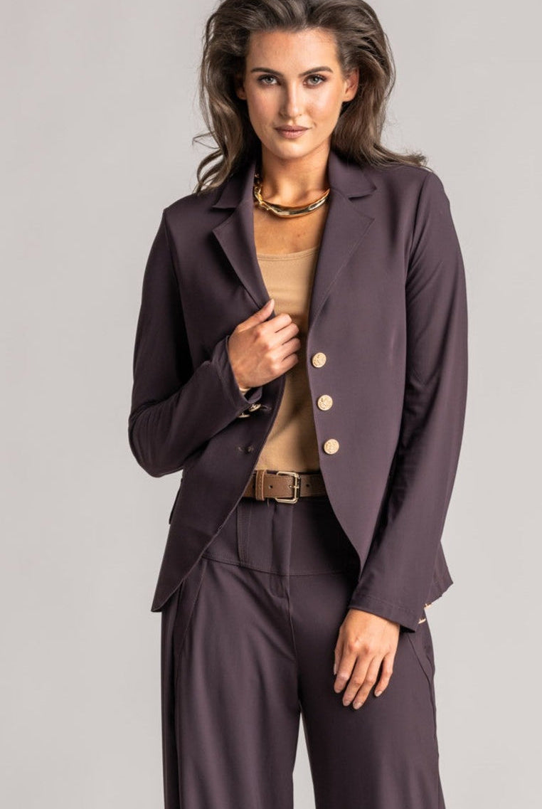 PAULA RYAN Classic Waisted Jacket - Cocoa Plum - Paula Ryan