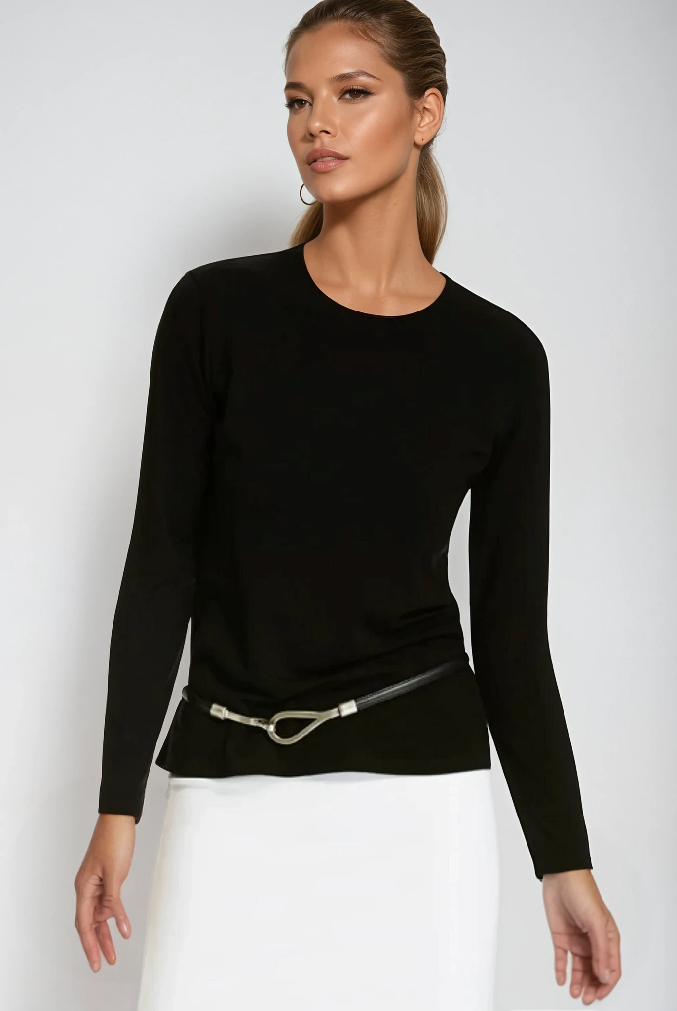 PAULA RYAN Easy Fit Crew Neck Top - Merino Black - Paula Ryan