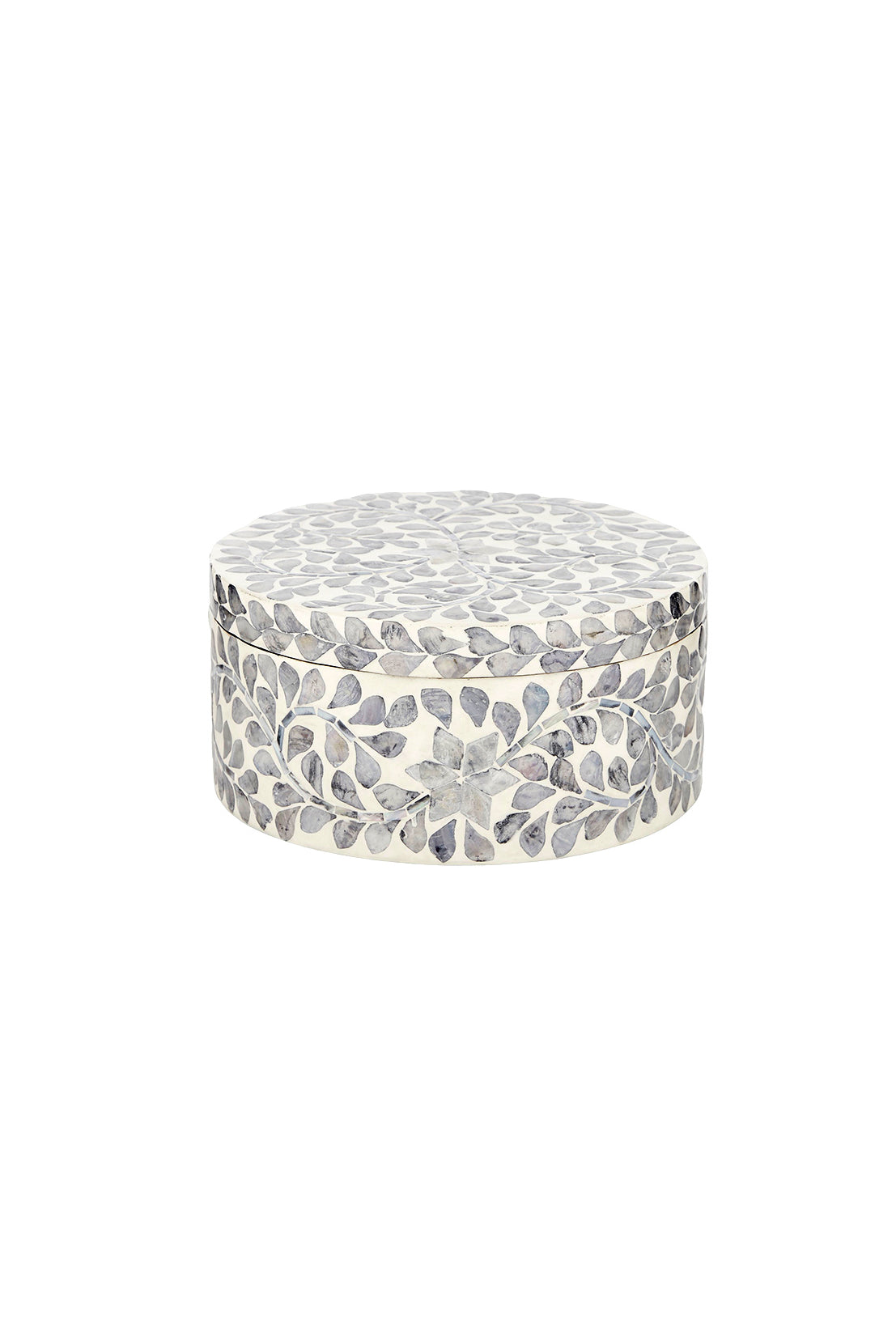 Nia Capiz Shell Inlay Box Grey/ Ivory - Magpie Style