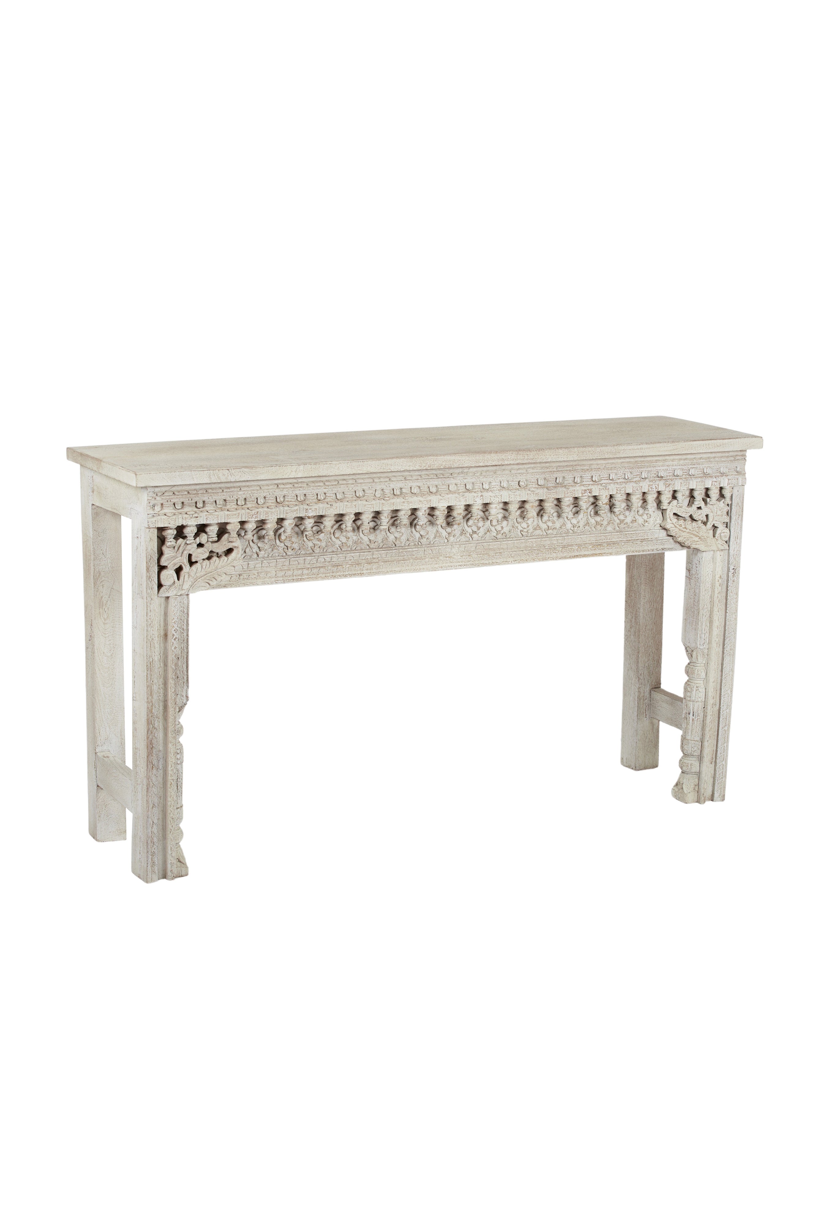 Isha Hand Carved Timber Console - White - Magpie Style