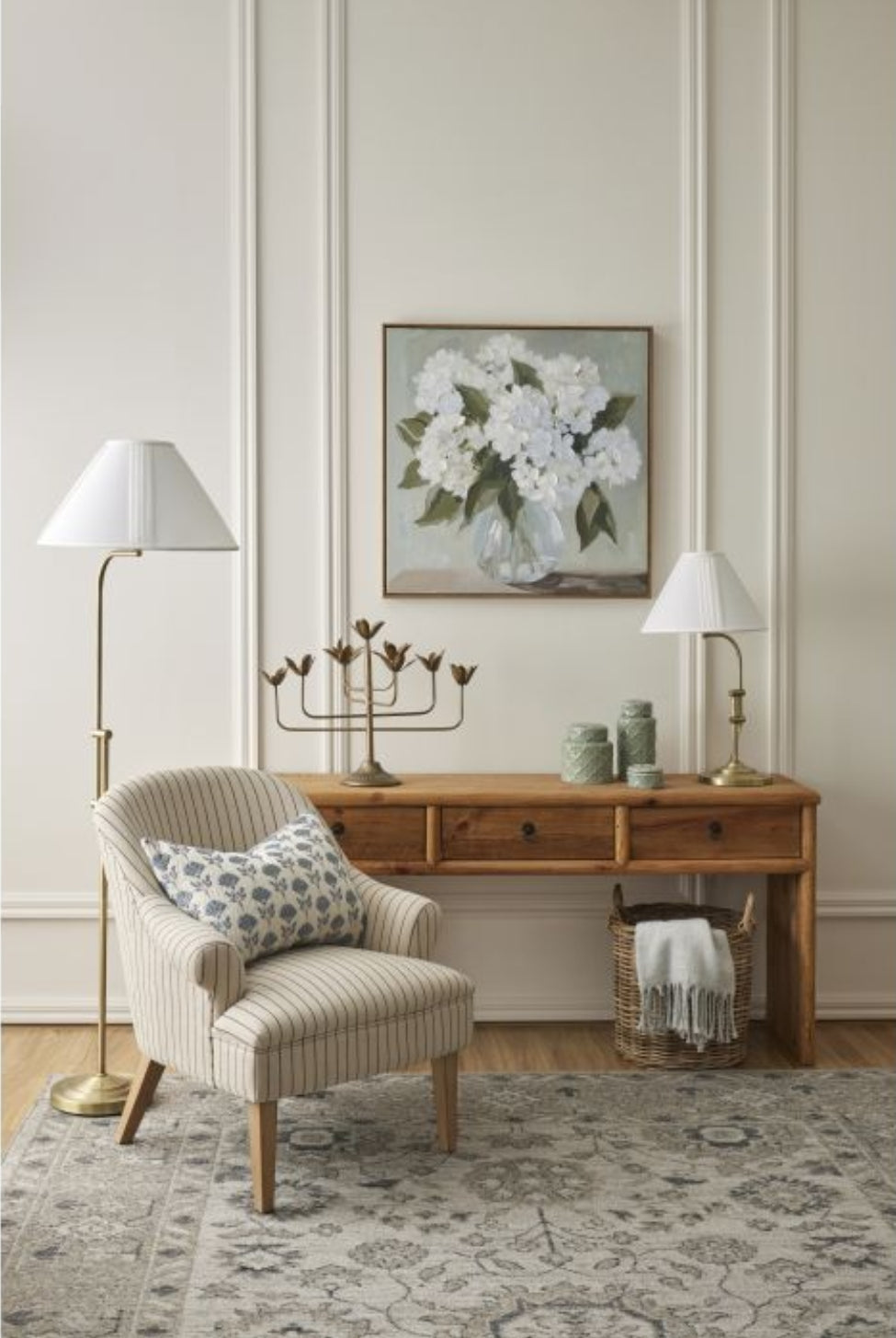 Striped Upholstered Armchair - Magpie Style