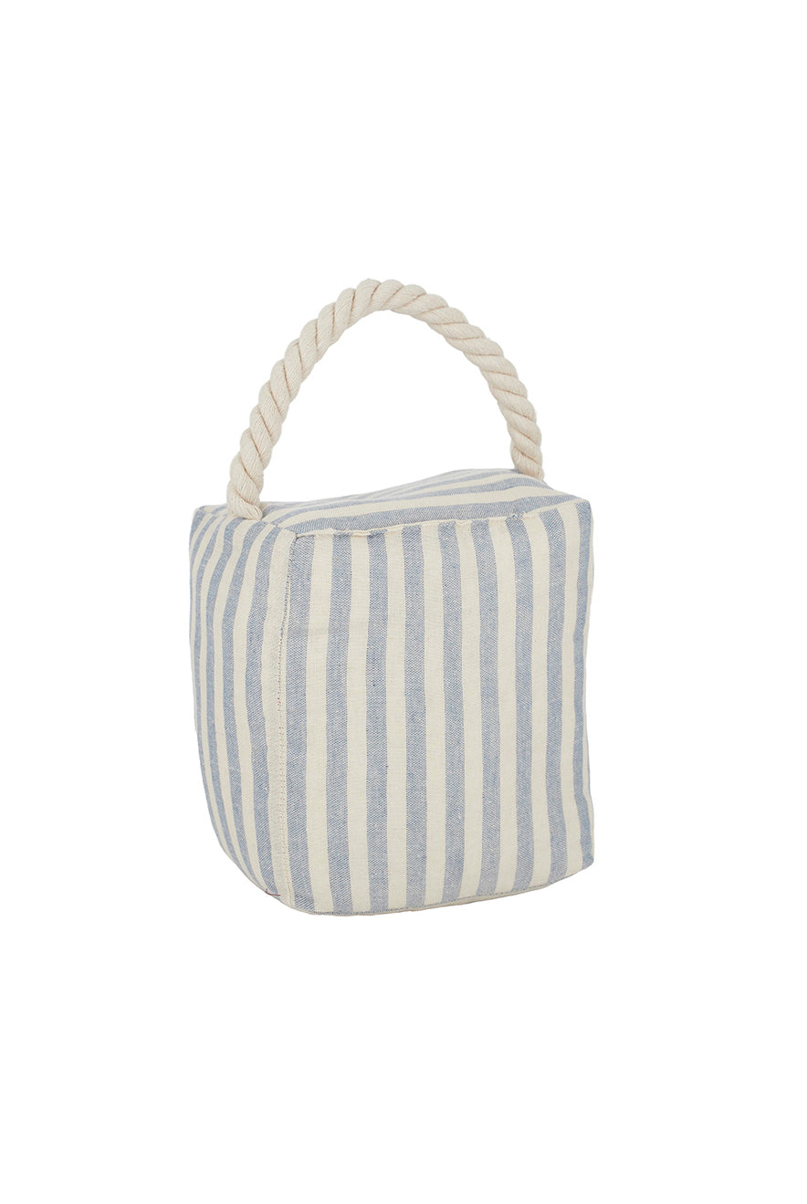 Malibu Fabric Door Stop Natural/ Blue w Rope Handle - Magpie Style
