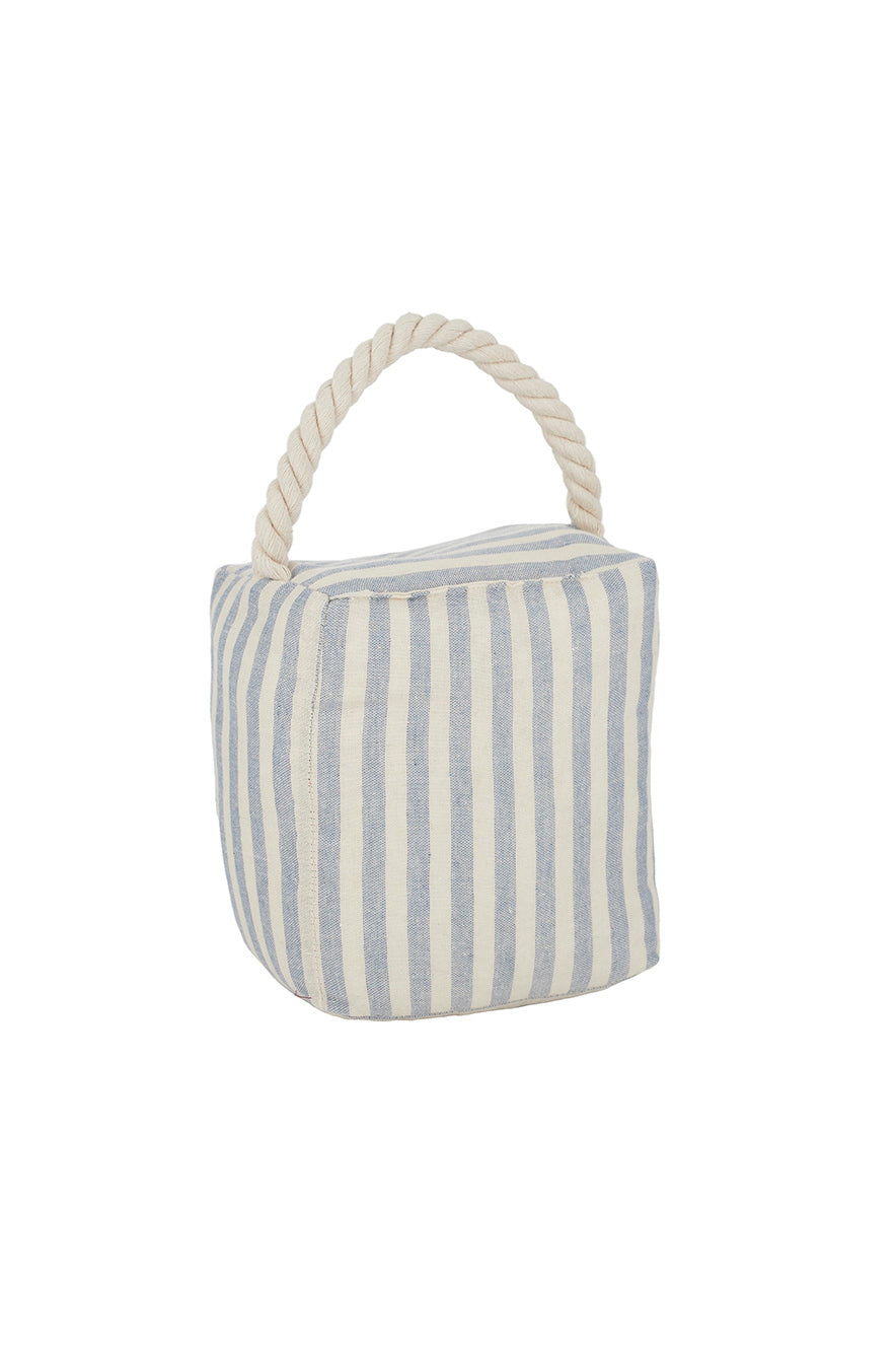 Malibu Fabric Door Stop Natural/ Blue w Rope Handle - Magpie Style
