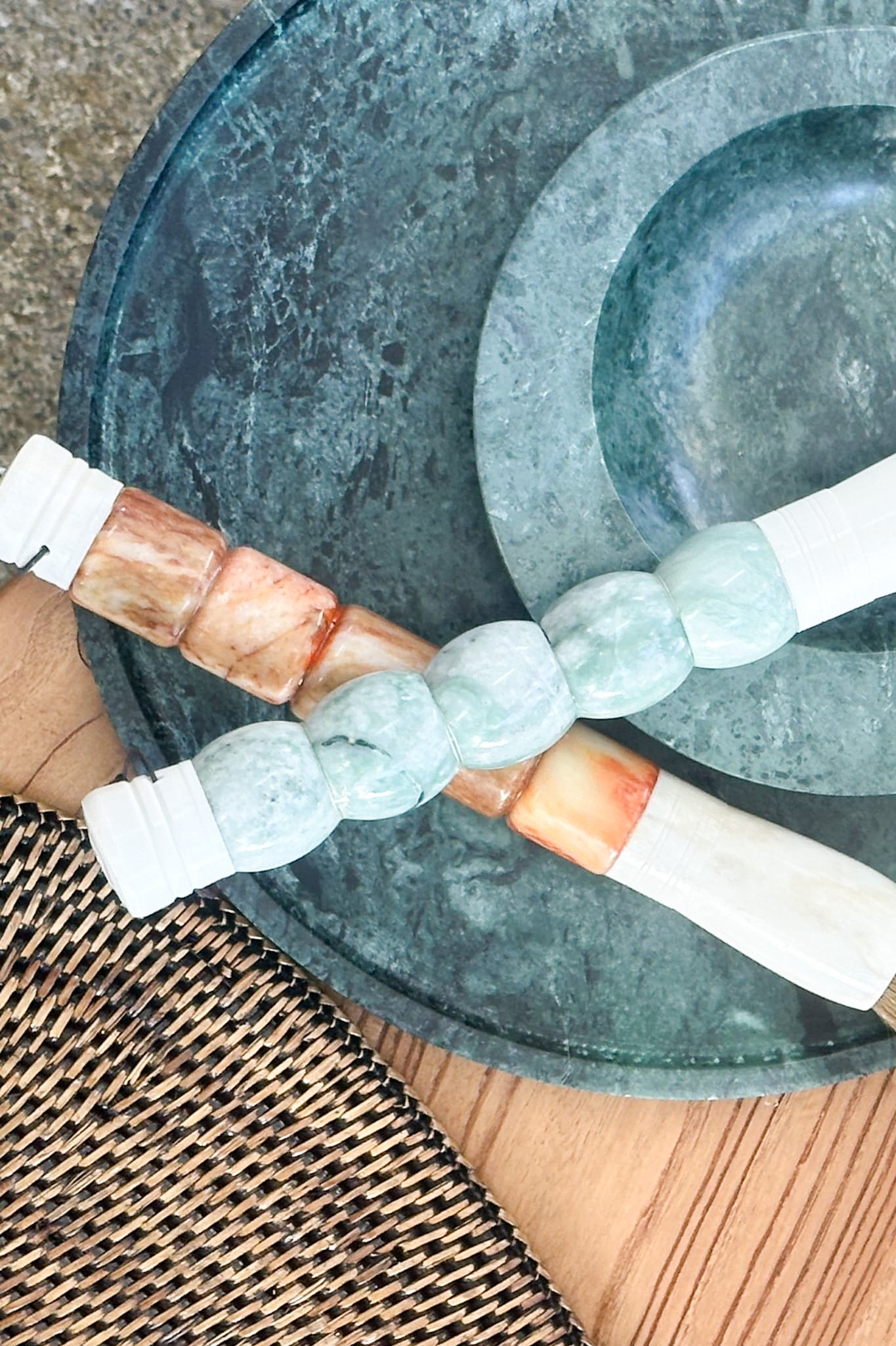 Calligraphy Brush - Extra Large, Sage Green Porcelain Beads - Magpie Style