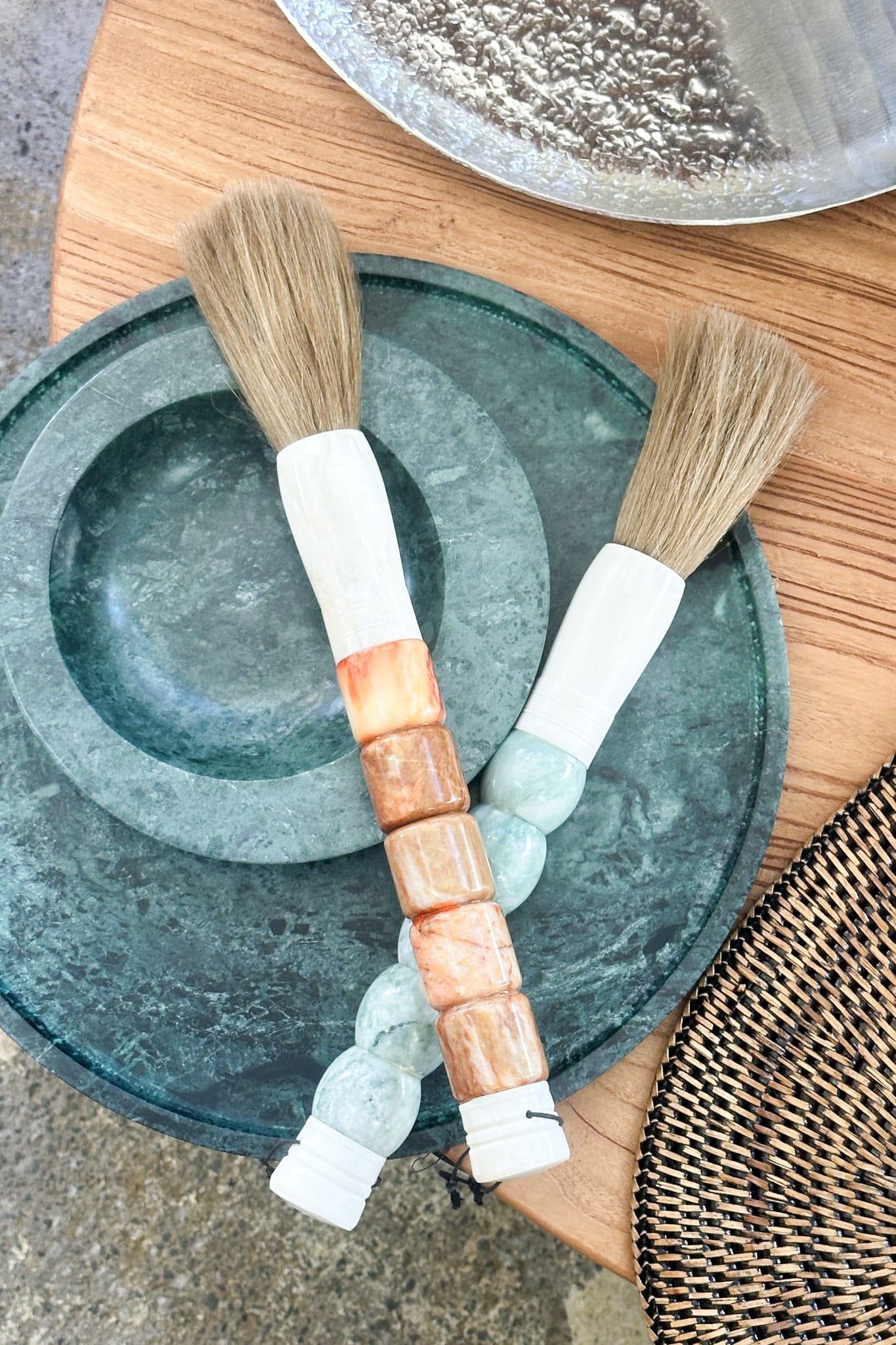 Calligraphy Brush - Extra Large Orange Porcelain Beads - Magpie Style