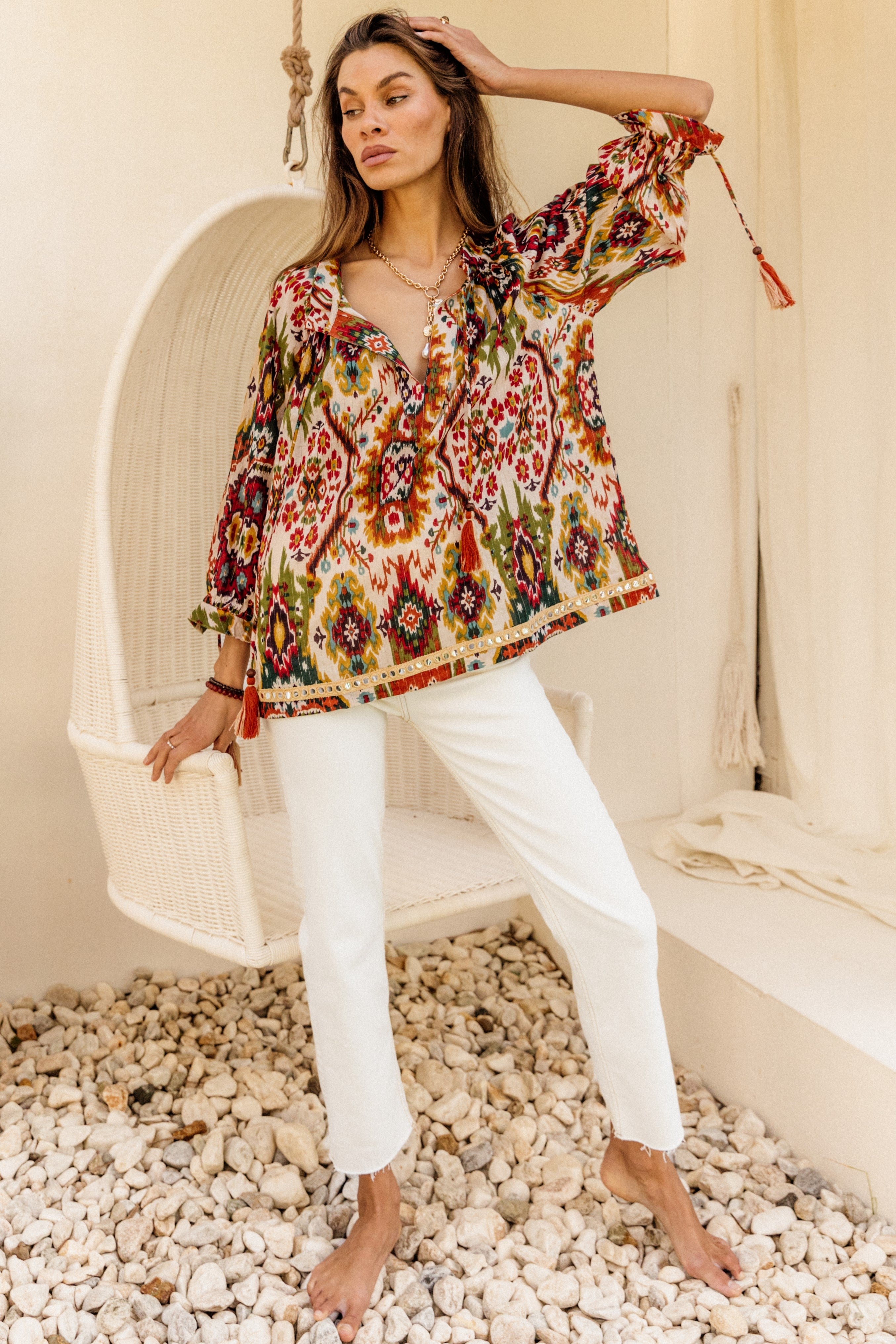 I AM PYLGRYM Santorini Top - Moon Beam Ikat - Magpie Style