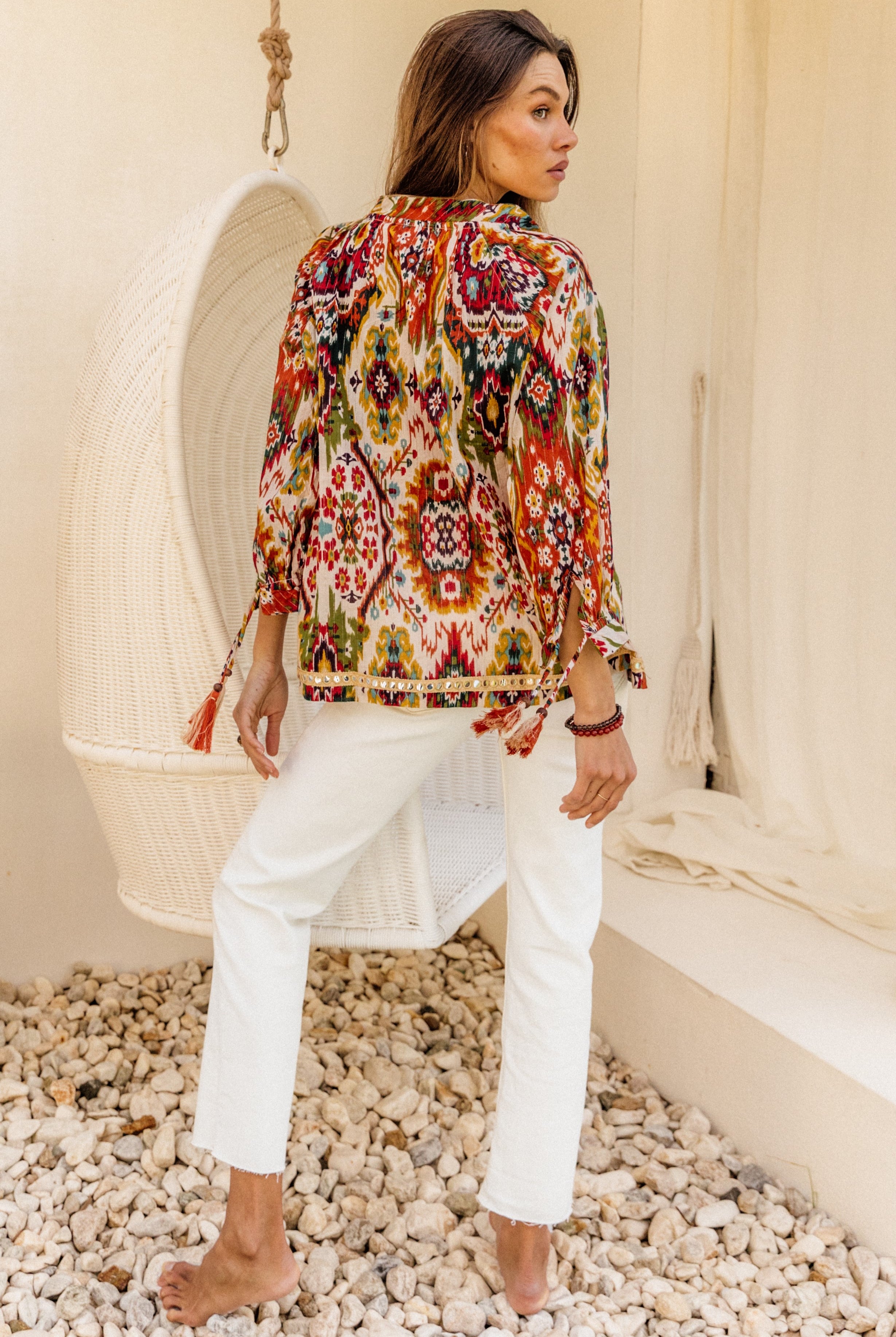 I AM PYLGRYM Santorini Top - Moon Beam Ikat - Magpie Style