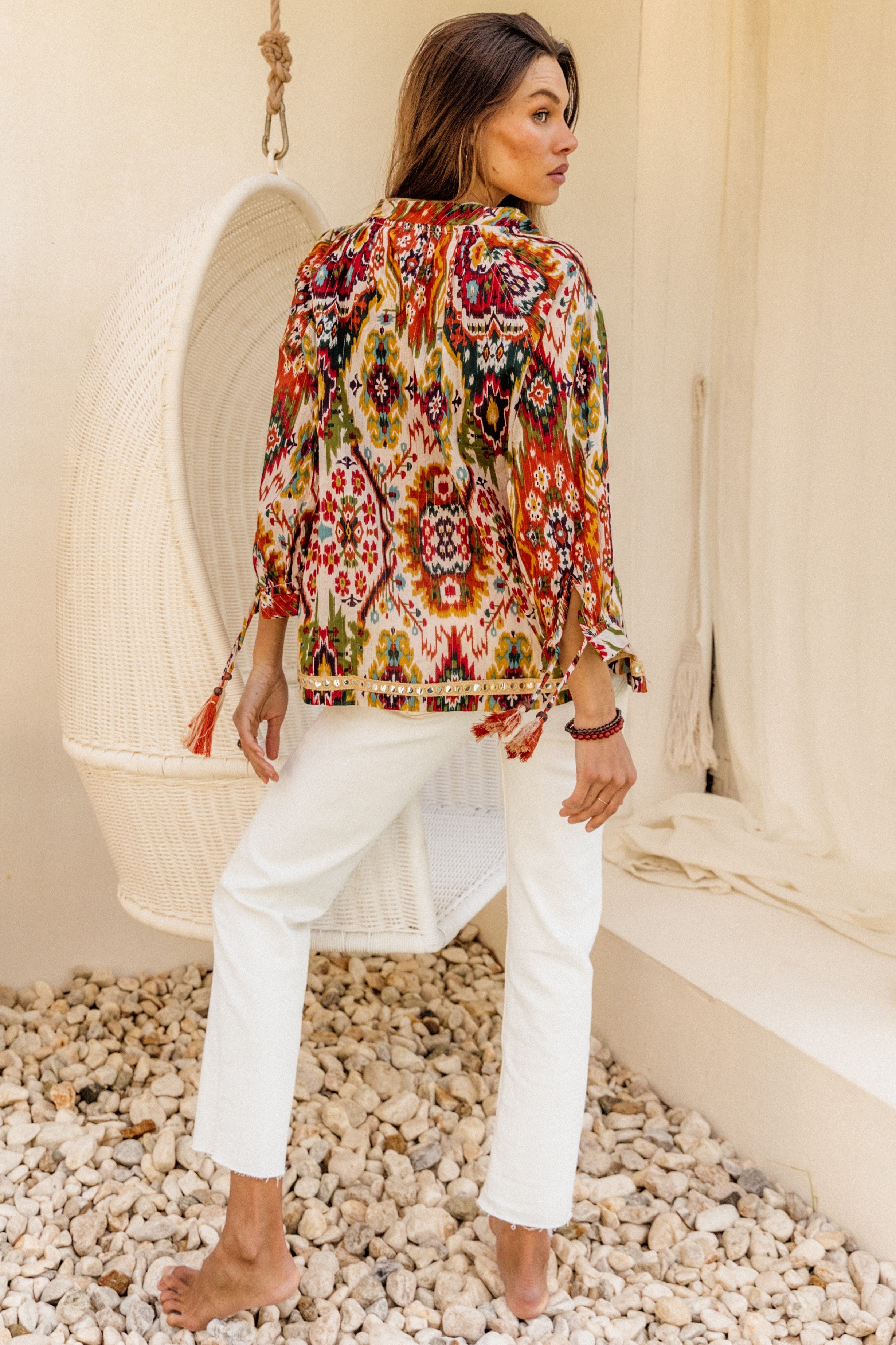 I AM PYLGRYM Santorini Top - Moon Beam Ikat - Magpie Style