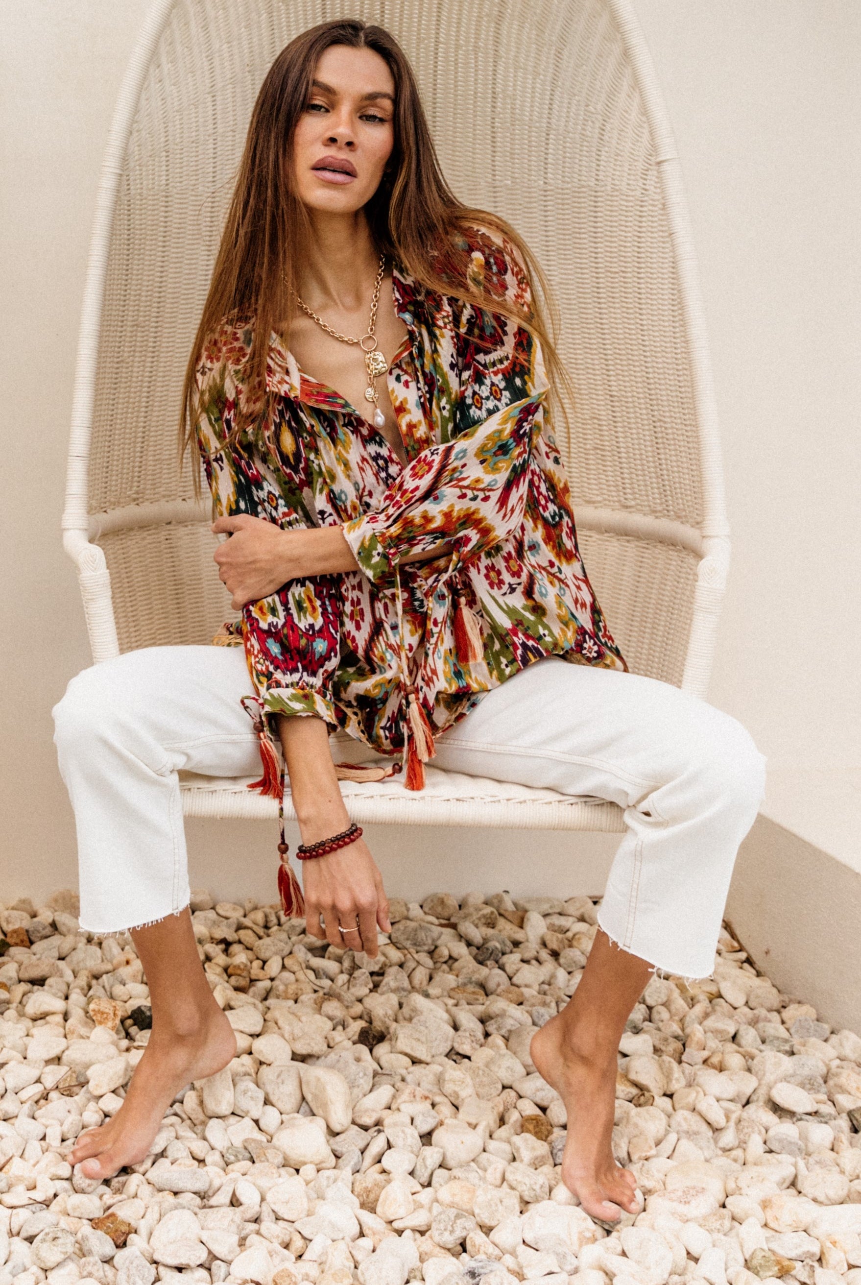 I AM PYLGRYM Santorini Top - Moon Beam Ikat - Magpie Style