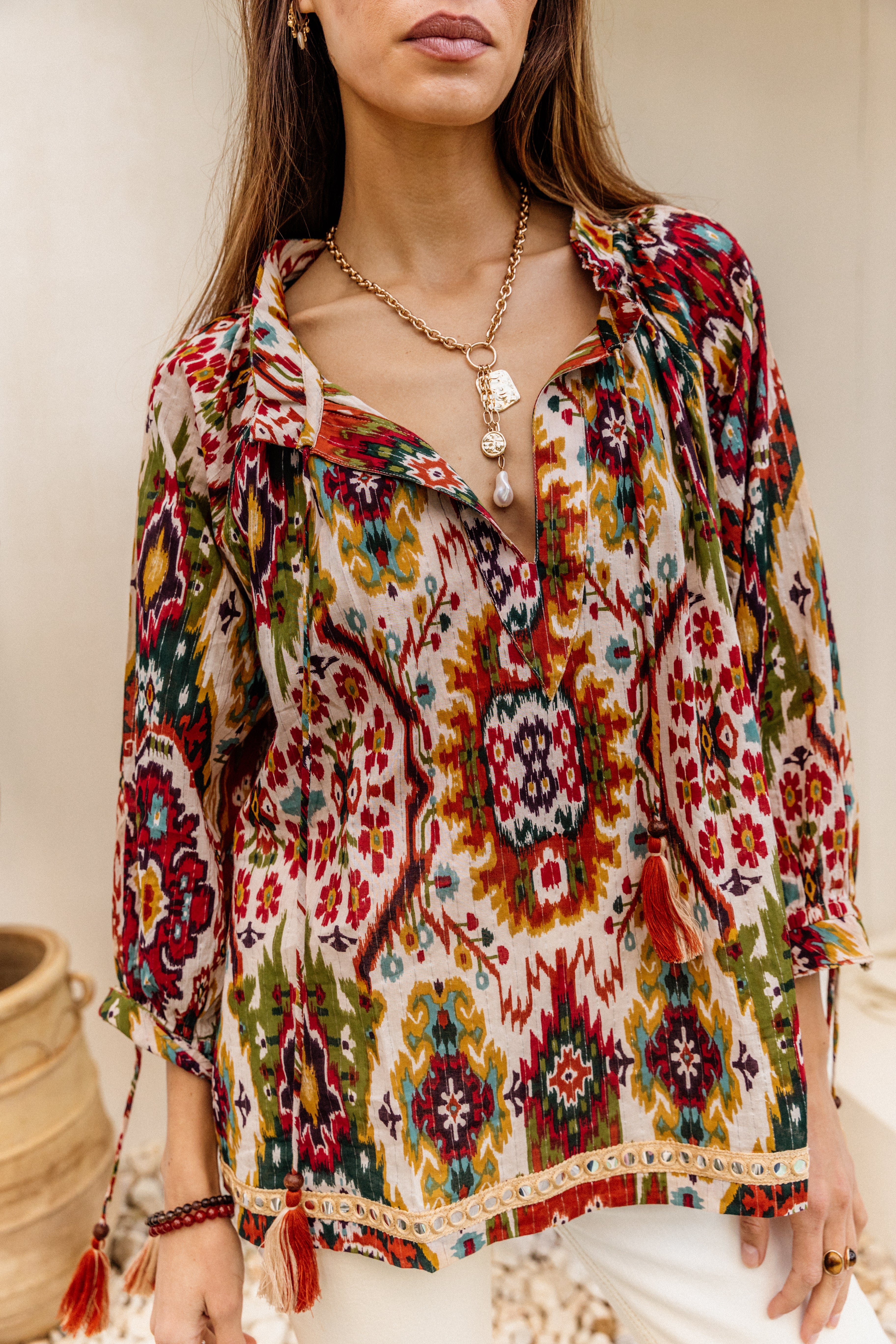 I AM PYLGRYM Santorini Top - Moon Beam Ikat - Magpie Style