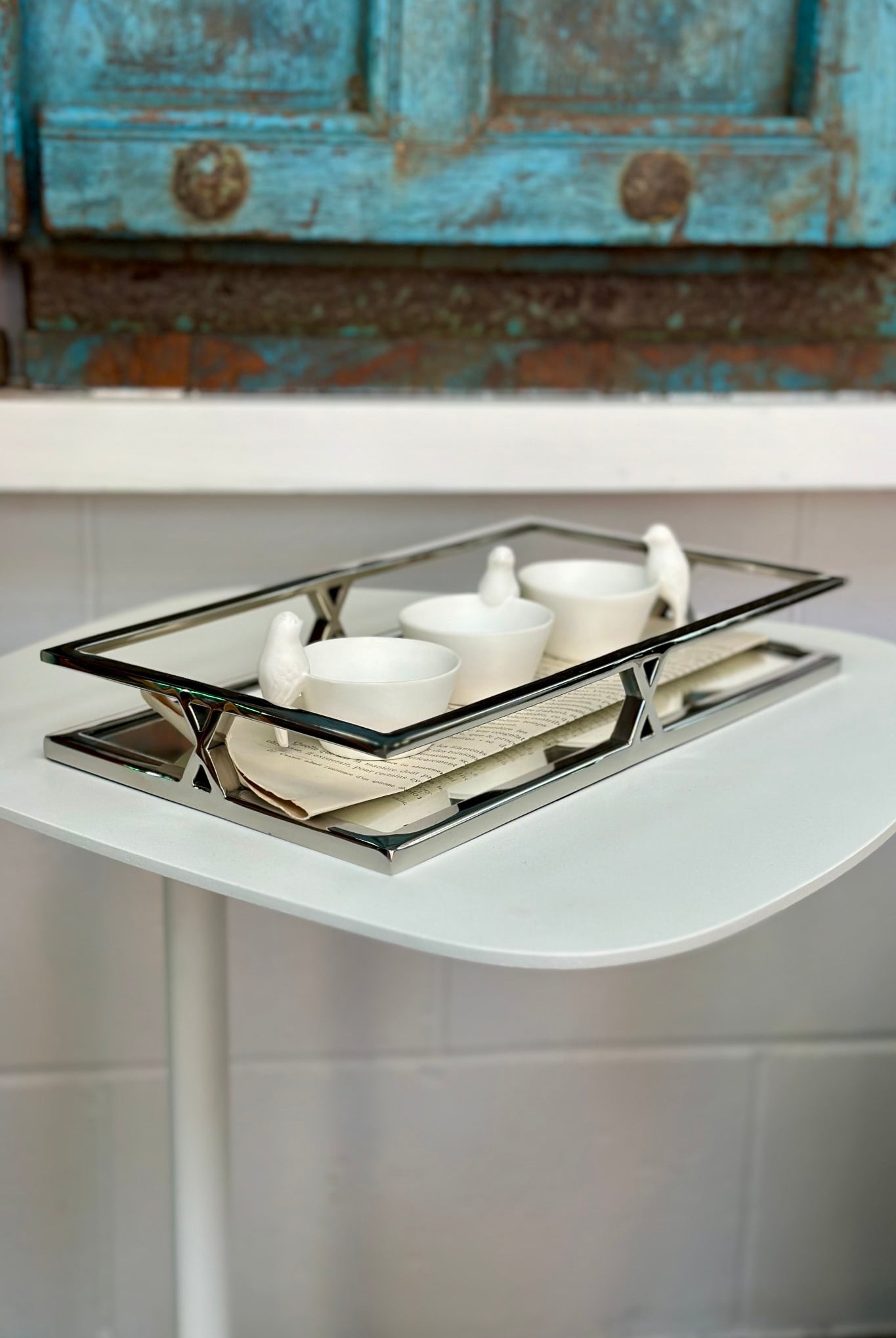 Small Ten X Mirror Tray - Magpie Style