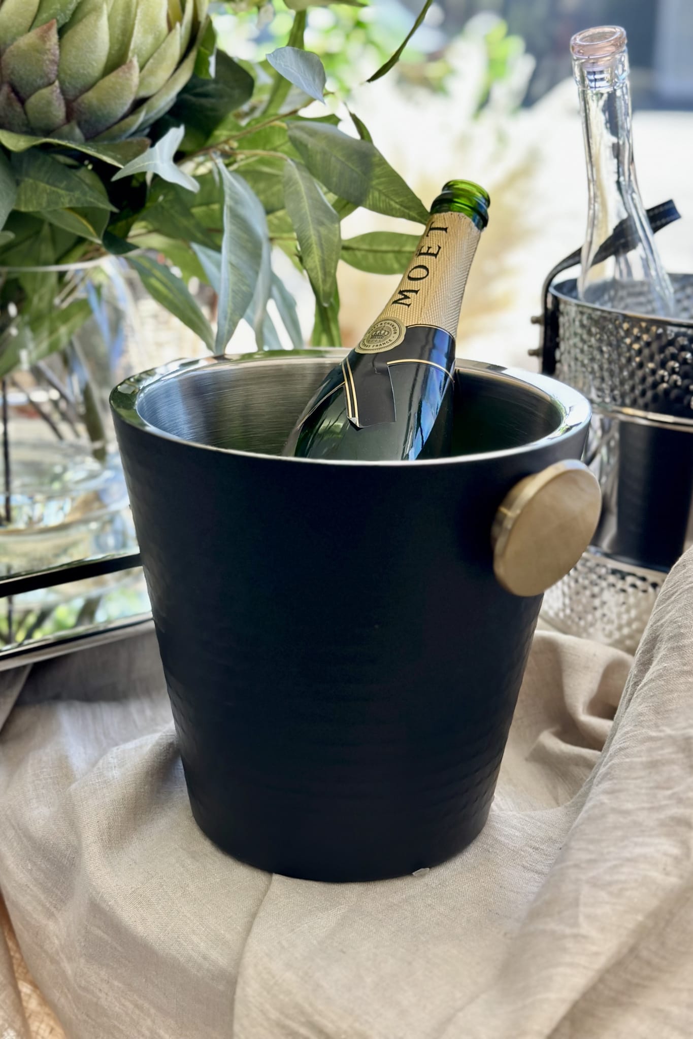 Black Gold Hammered Champagne Bucket - Magpie Style