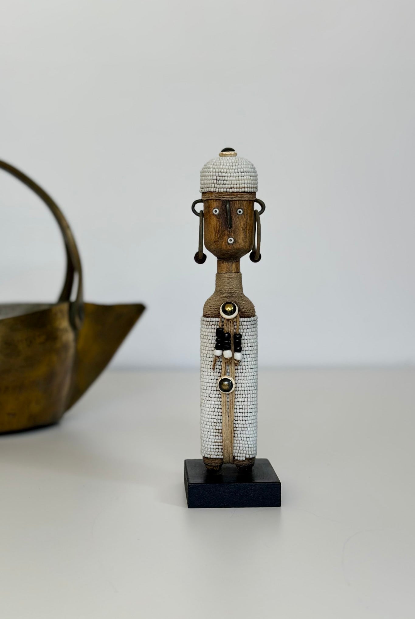 Namji Doll - White beads - Cameroon - Magpie Style