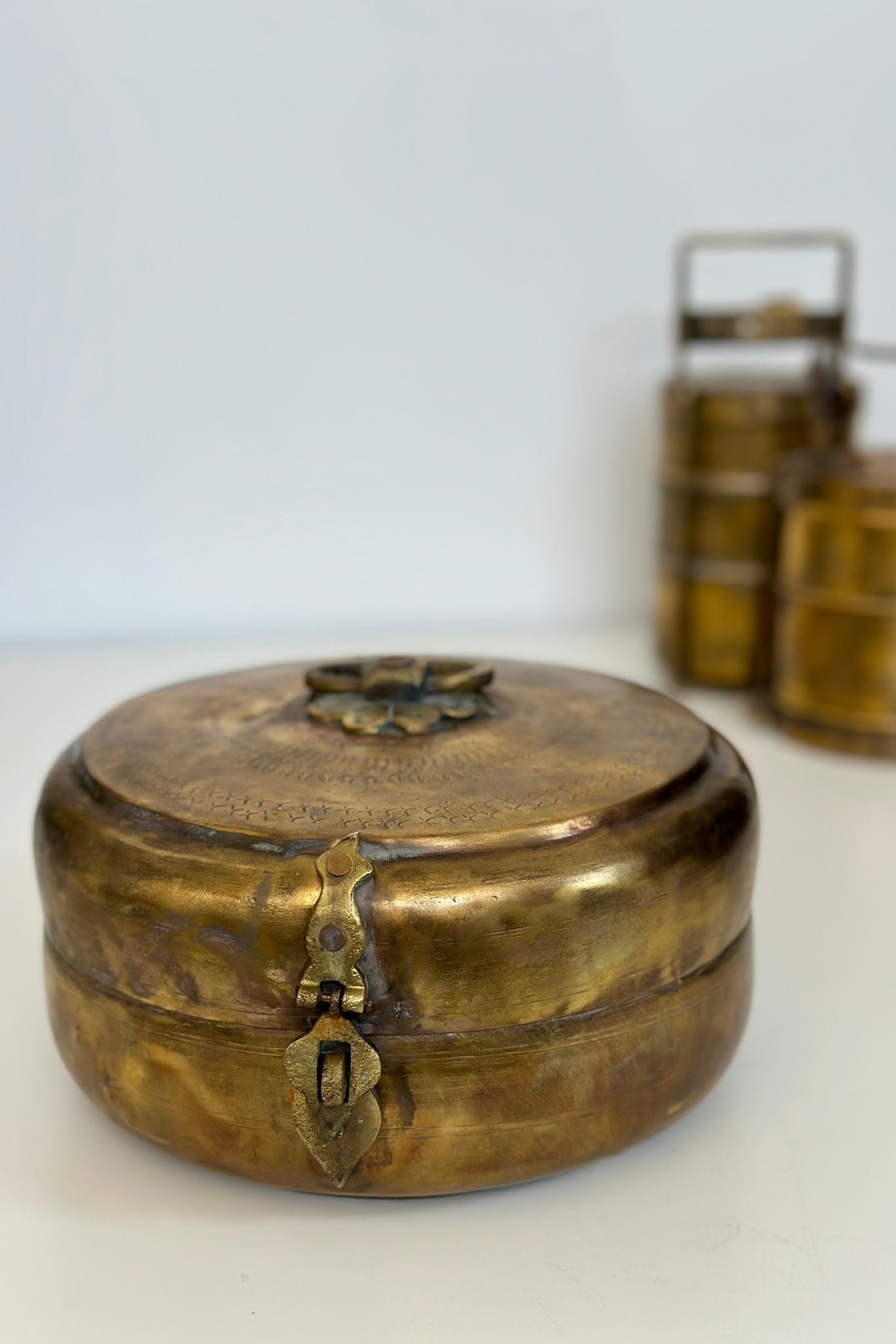 Vintage Brass Chapati Box - Lge - Magpie Style