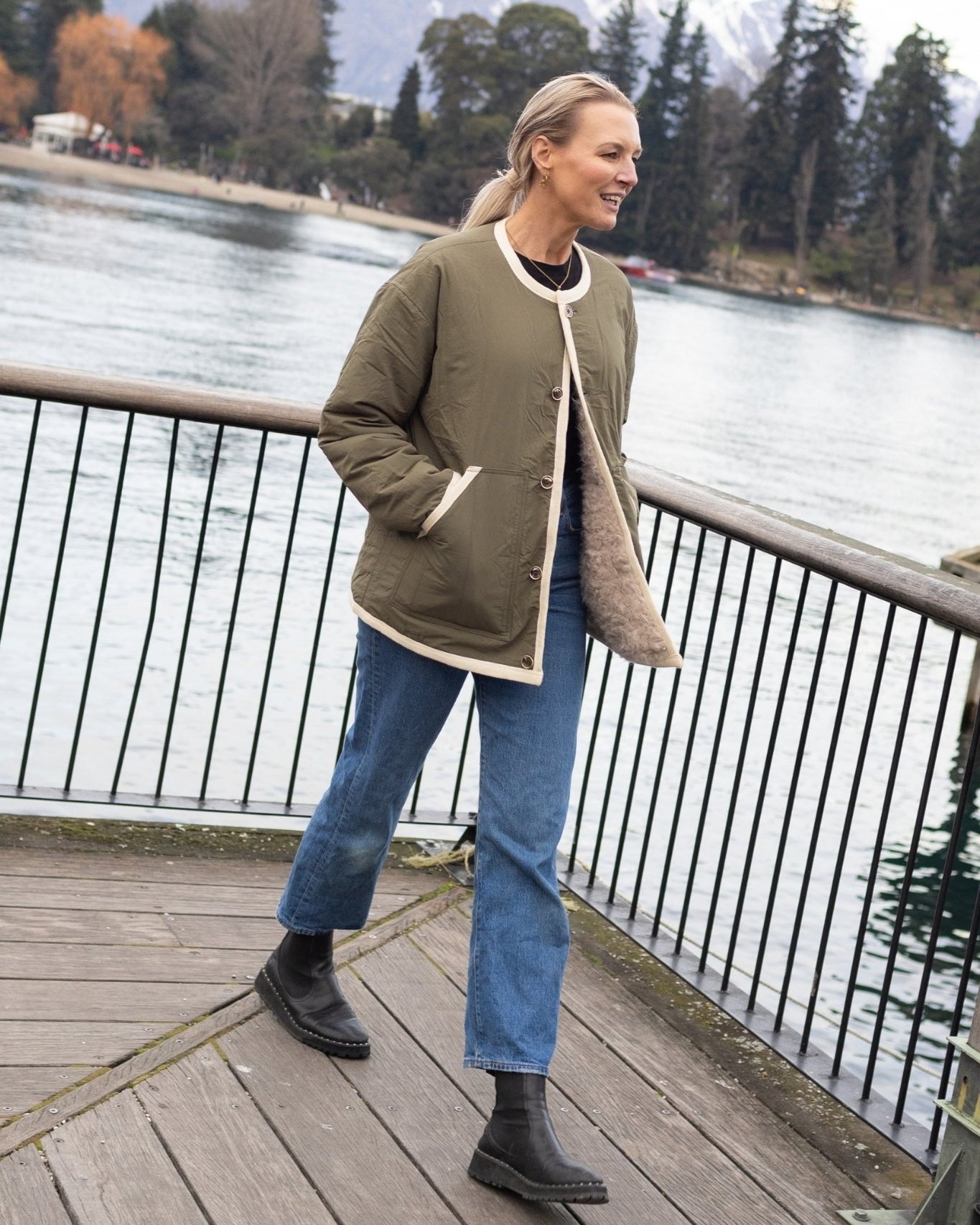 MOKE Juniper Reversible Jacket - Olive/Cream - Magpie Style