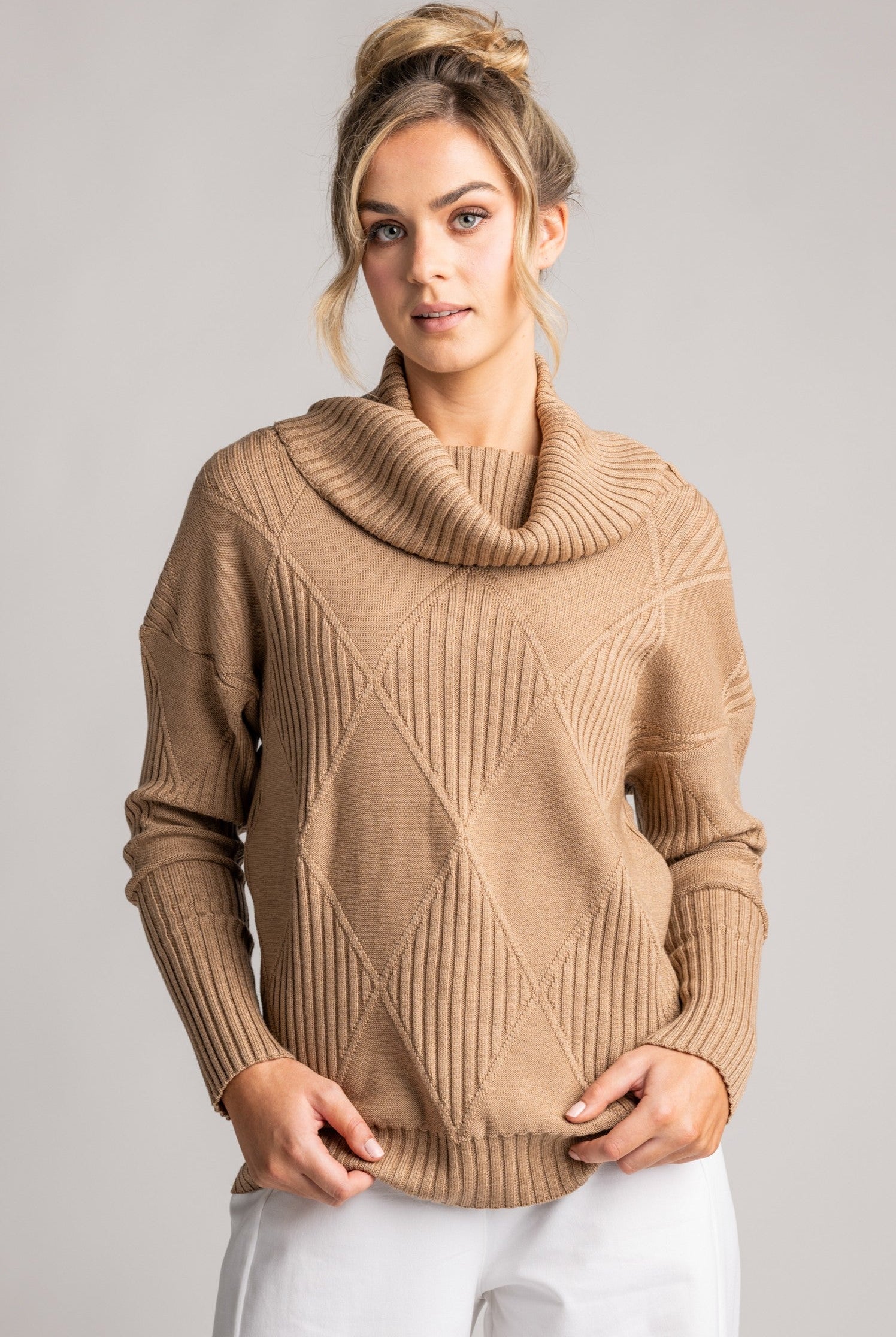 PAULA RYAN Diamond Rib Sweater - Merino Camel - Paula Ryan
