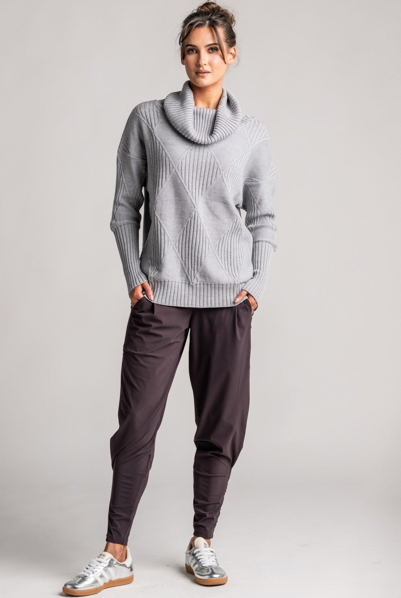 PAULA RYAN Diamond Rib Sweater - Merino Silver - Paula Ryan