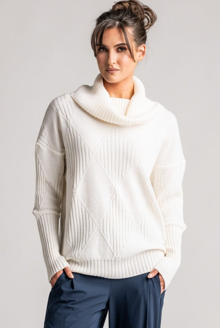 PAULA RYAN Diamond Rib Sweater - Merino Off White - Paula Ryan