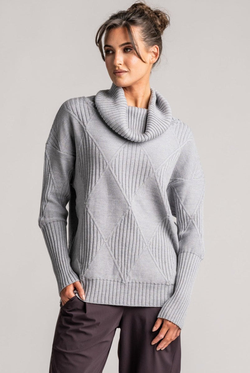 PAULA RYAN Diamond Rib Sweater - Merino Silver - Paula Ryan