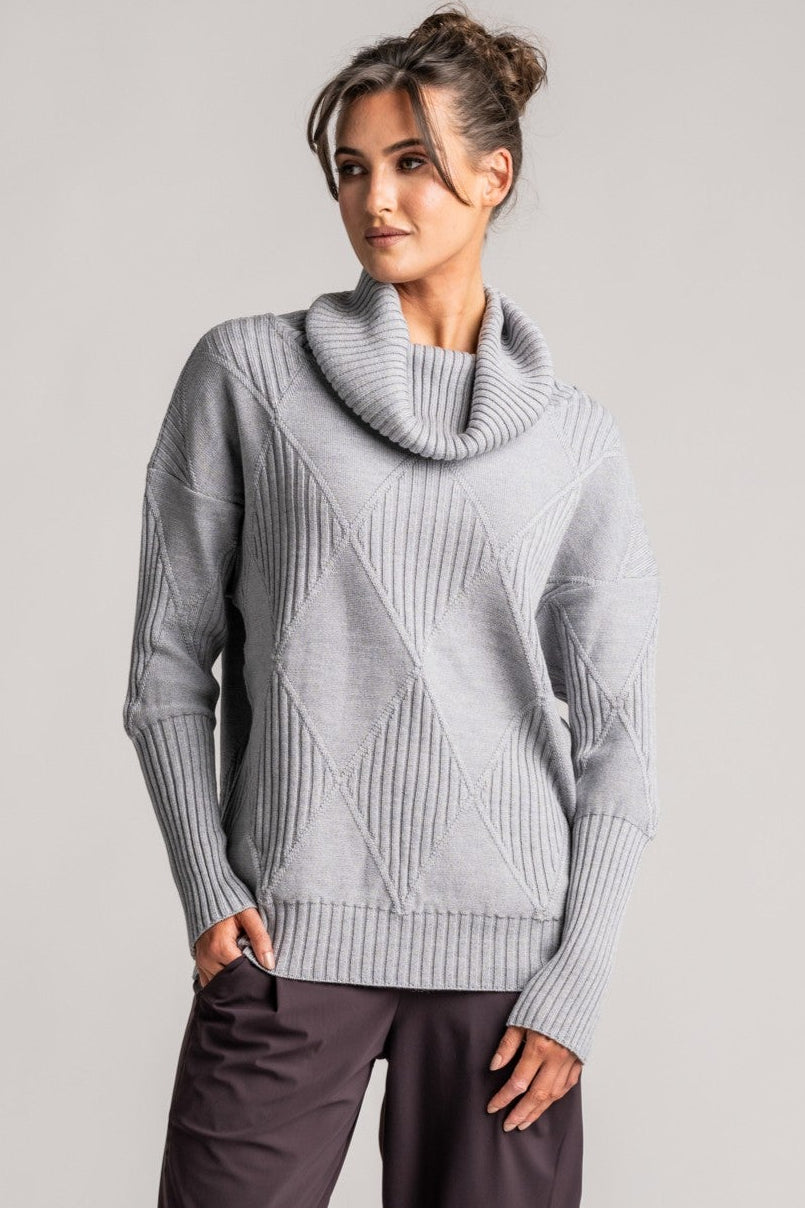 PAULA RYAN Diamond Rib Sweater - Merino Silver - Paula Ryan