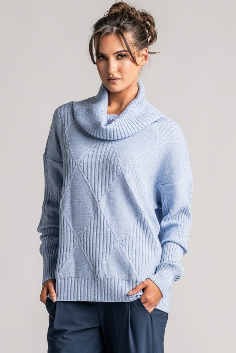PAULA RYAN Diamond Rib Sweater - Merino Powder Blue - Paula Ryan