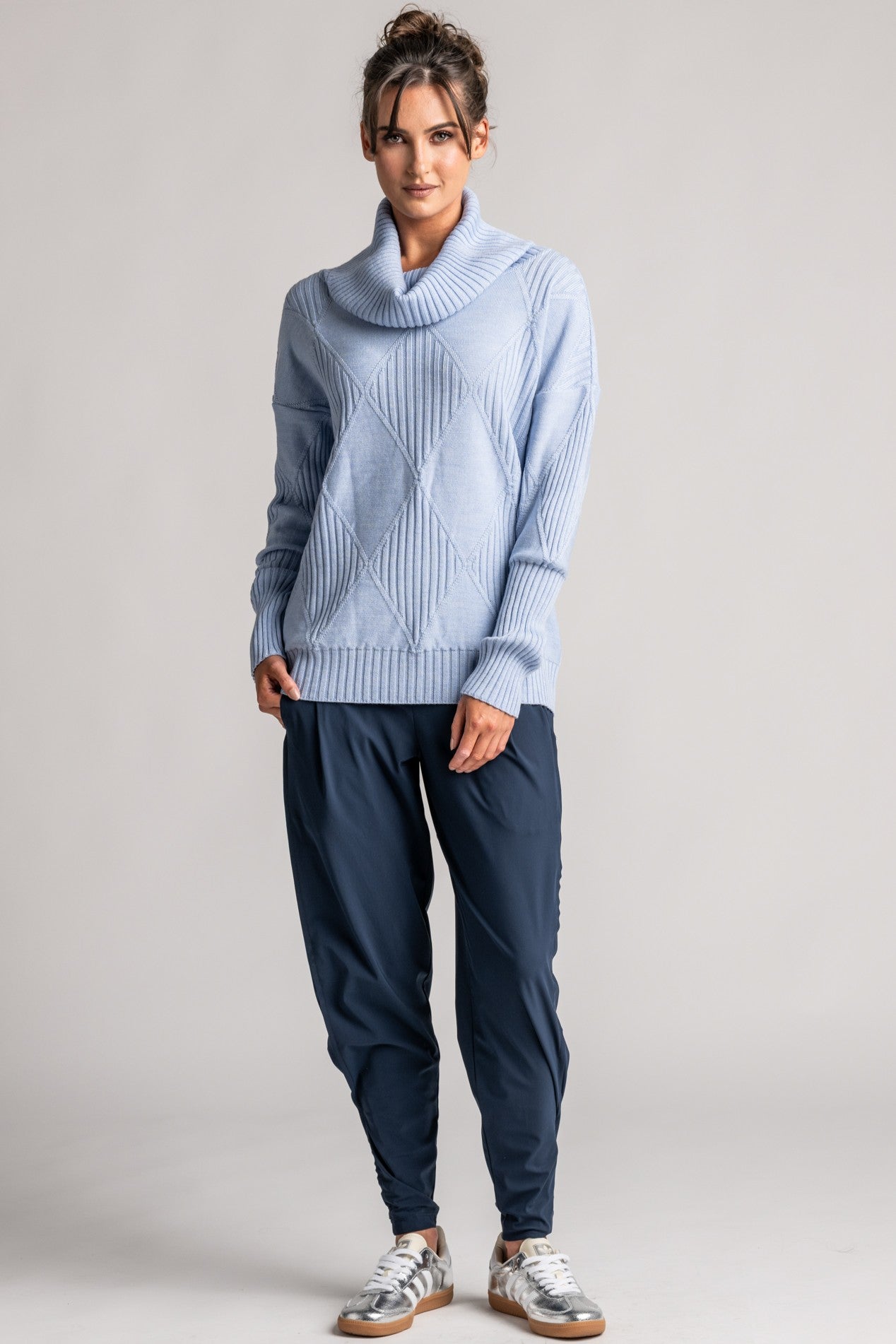 PAULA RYAN Diamond Rib Sweater - Merino Powder Blue - Paula Ryan