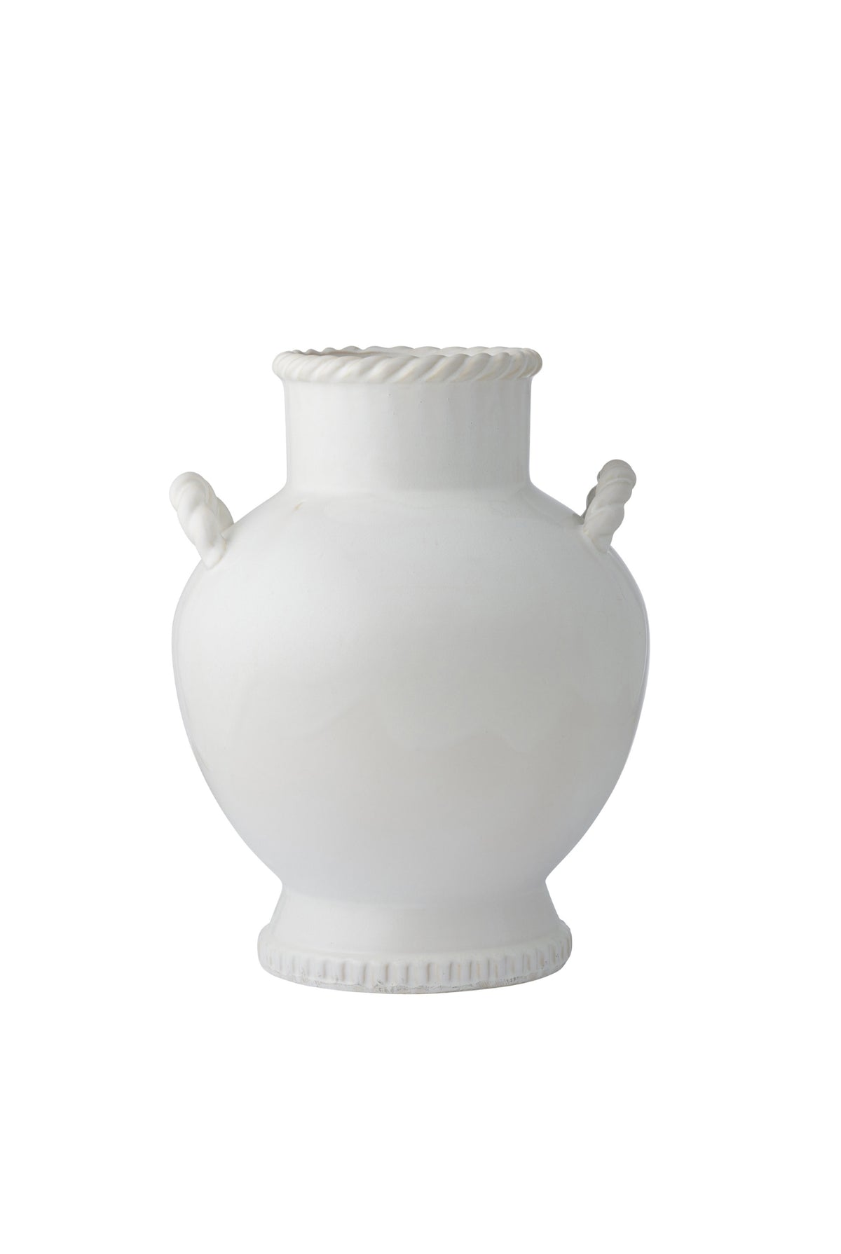 White Rope Handle Ceramic Vase - Magpie Style