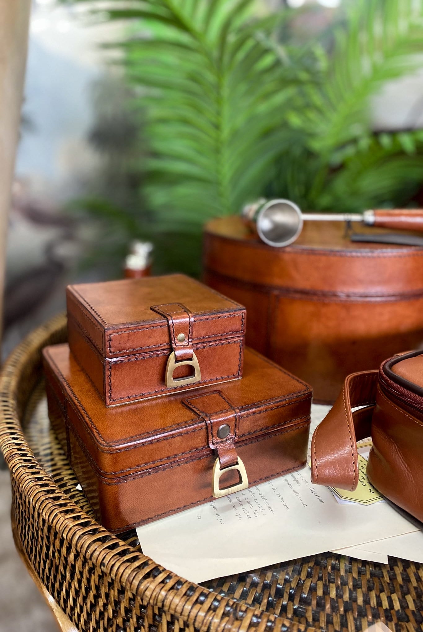 Leather Box with Brass Stirrups -Tan - Magpie Style